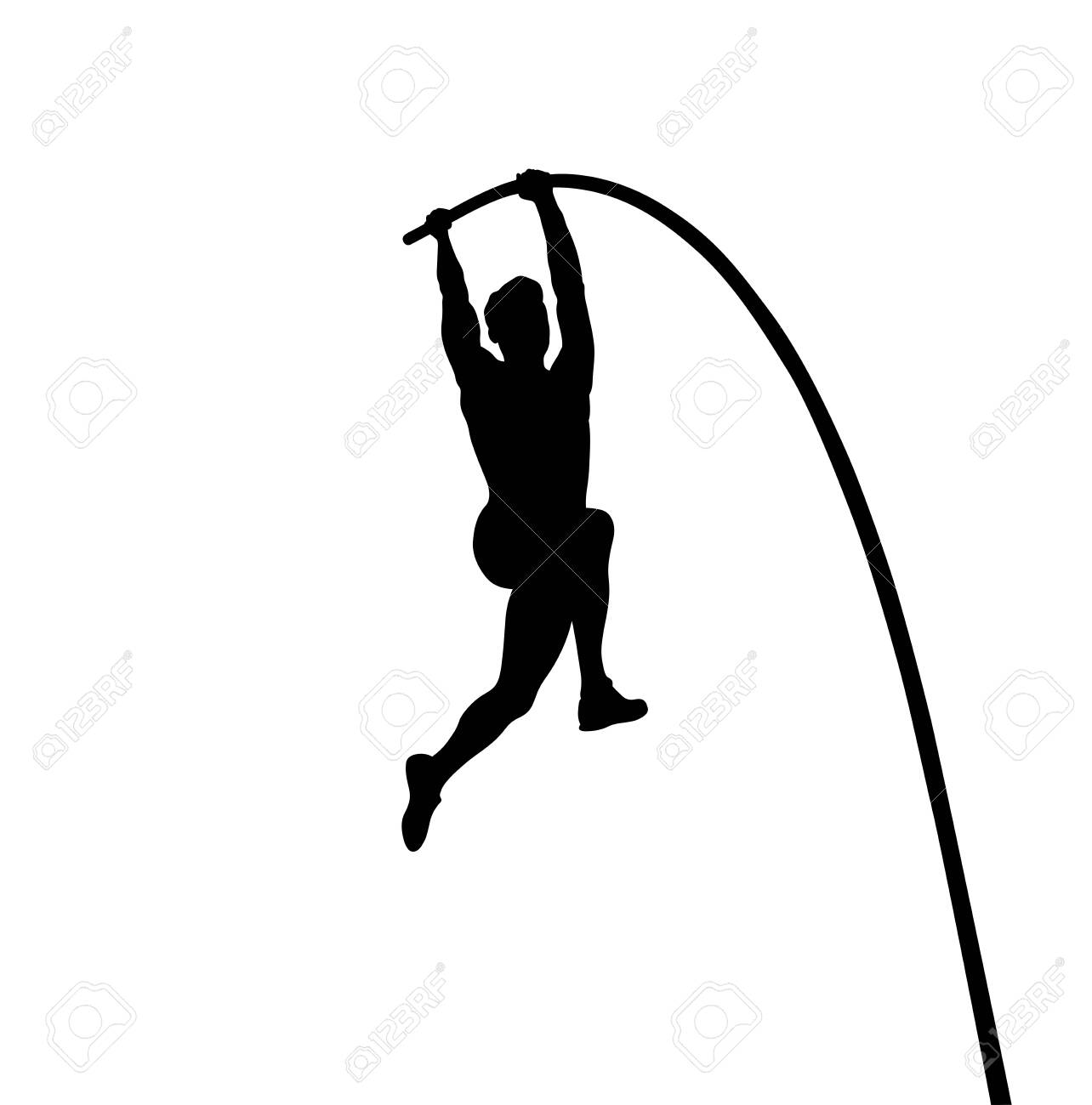 Pole Vault Is Track And Field Event. Man Athlete Black Silhouette Клипарты,  SVG, векторы, и Набор Иллюстраций Без Оплаты Отчислений. Image 152956695.