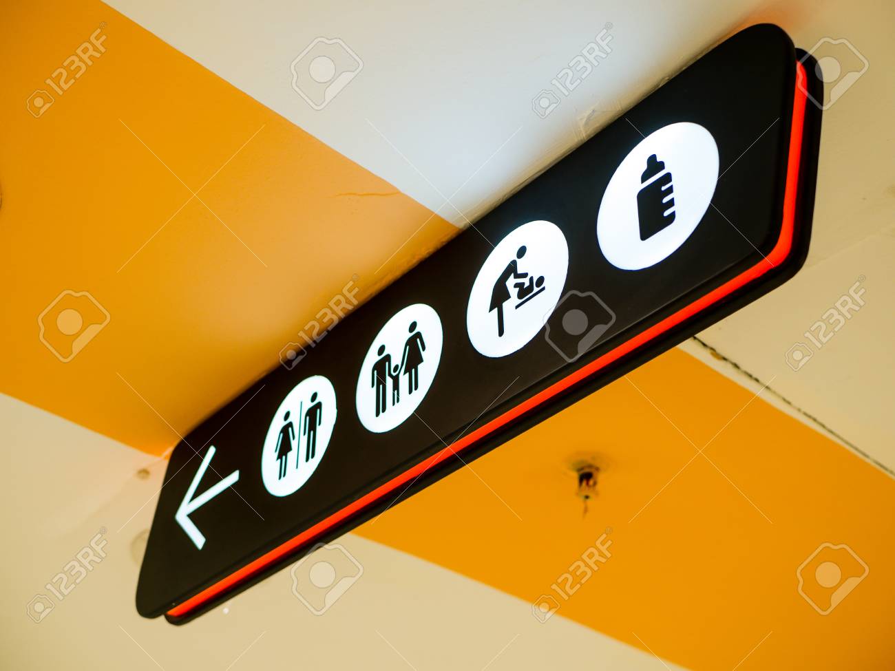 Illuminated Signboard In Shopping Mall Including Toilet, Mom.. Stock Photo, Picture And Royalty Free Image. Image 81869321.