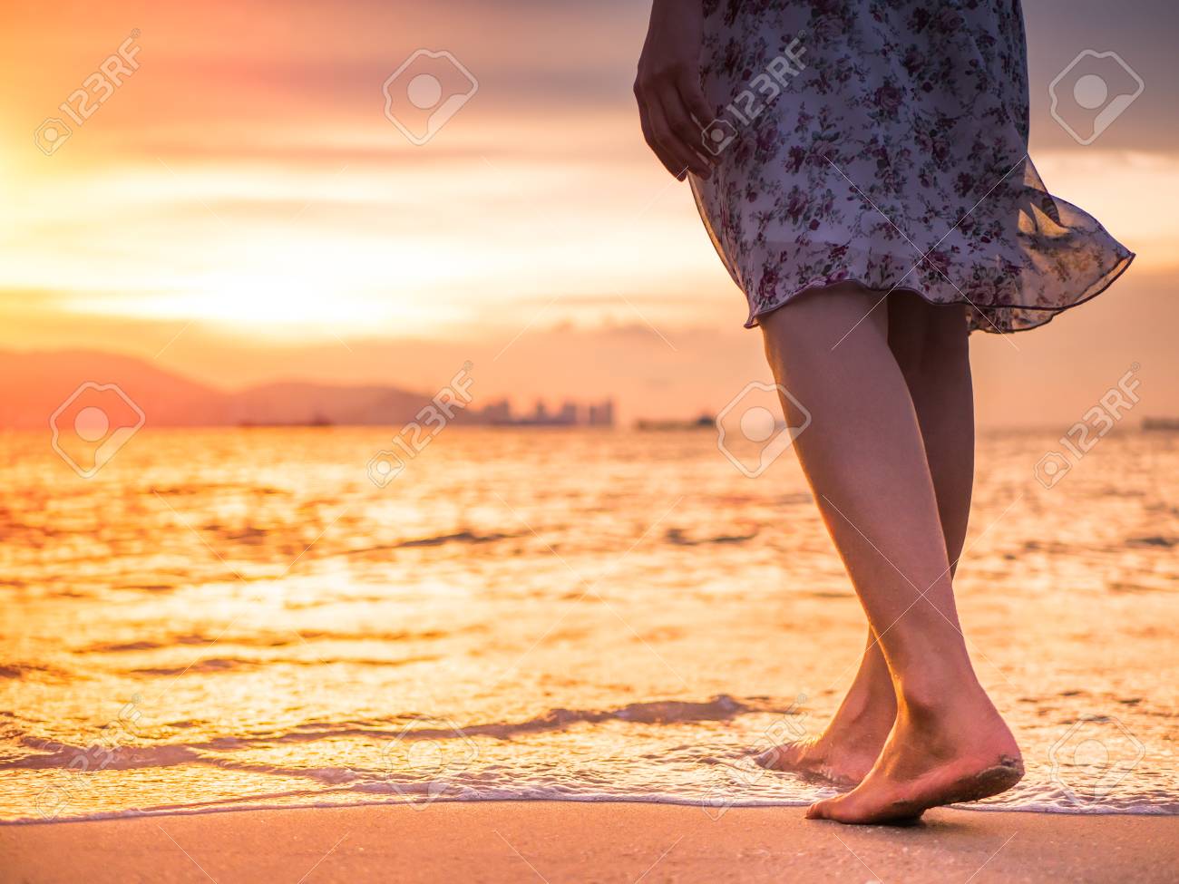girl walking beach