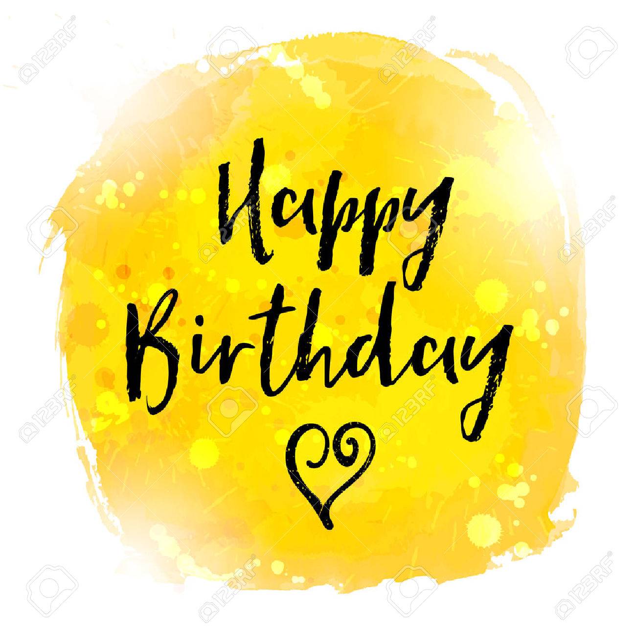 Happy Birthday hand paint watercolor brushed greeting card. Vector illustration. - 55086953 Happy Birthday hand paint watercolor brushed greeting card. Vector illustration. - 55086953
