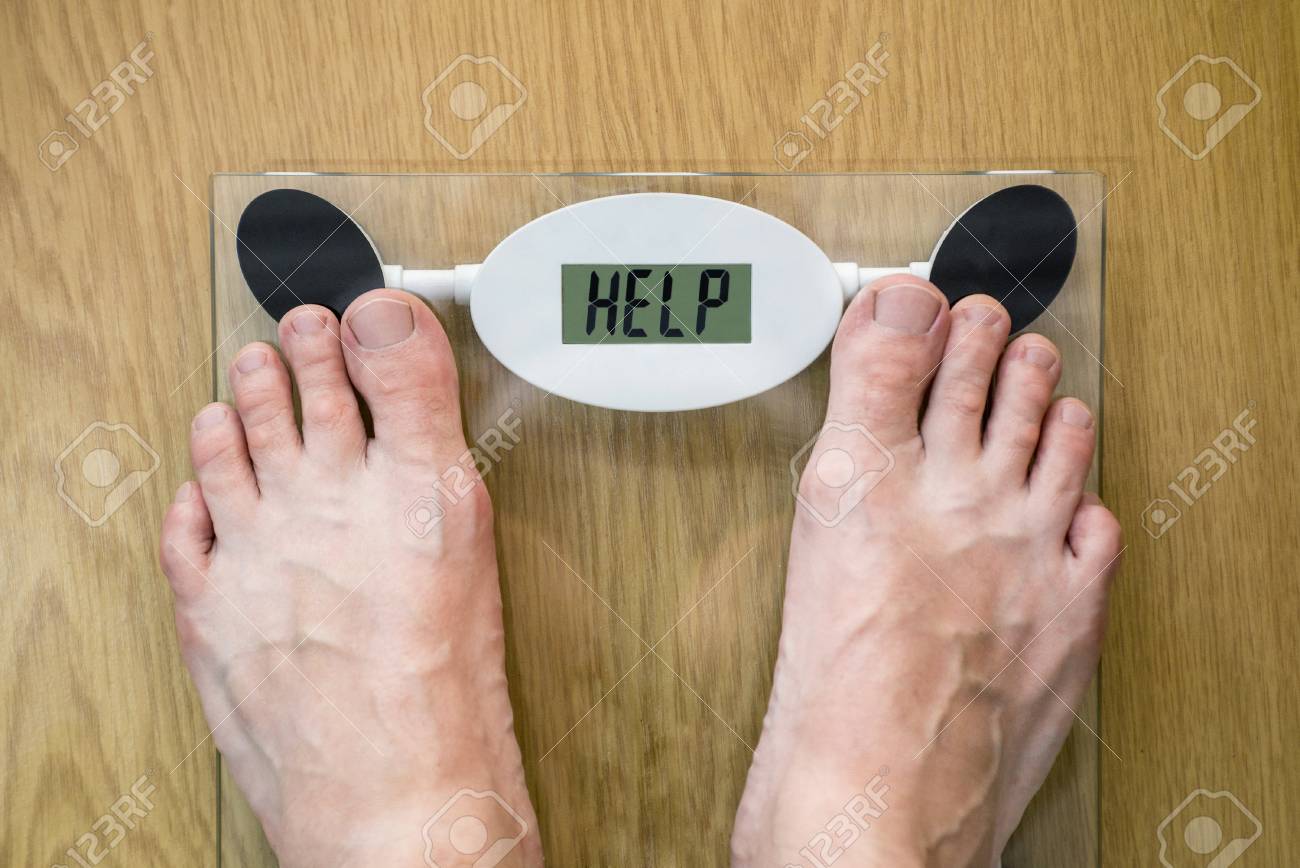 Feet On A Bathroom Scale With The Word Help On The Screen Lose Stock Photo Picture And Royalty Free Image Image