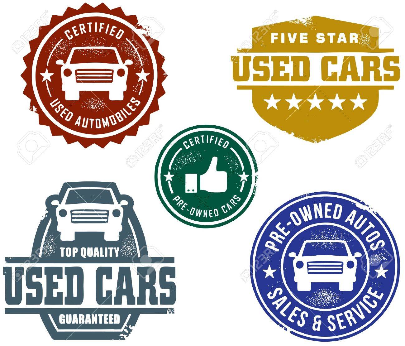vintage used car sales stamps royalty free cliparts vectors and