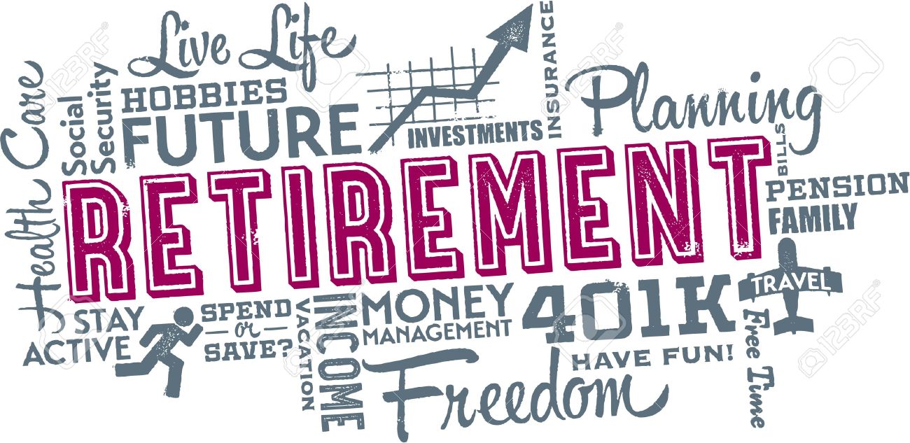 retirement planning word and icon cloud royalty free cliparts