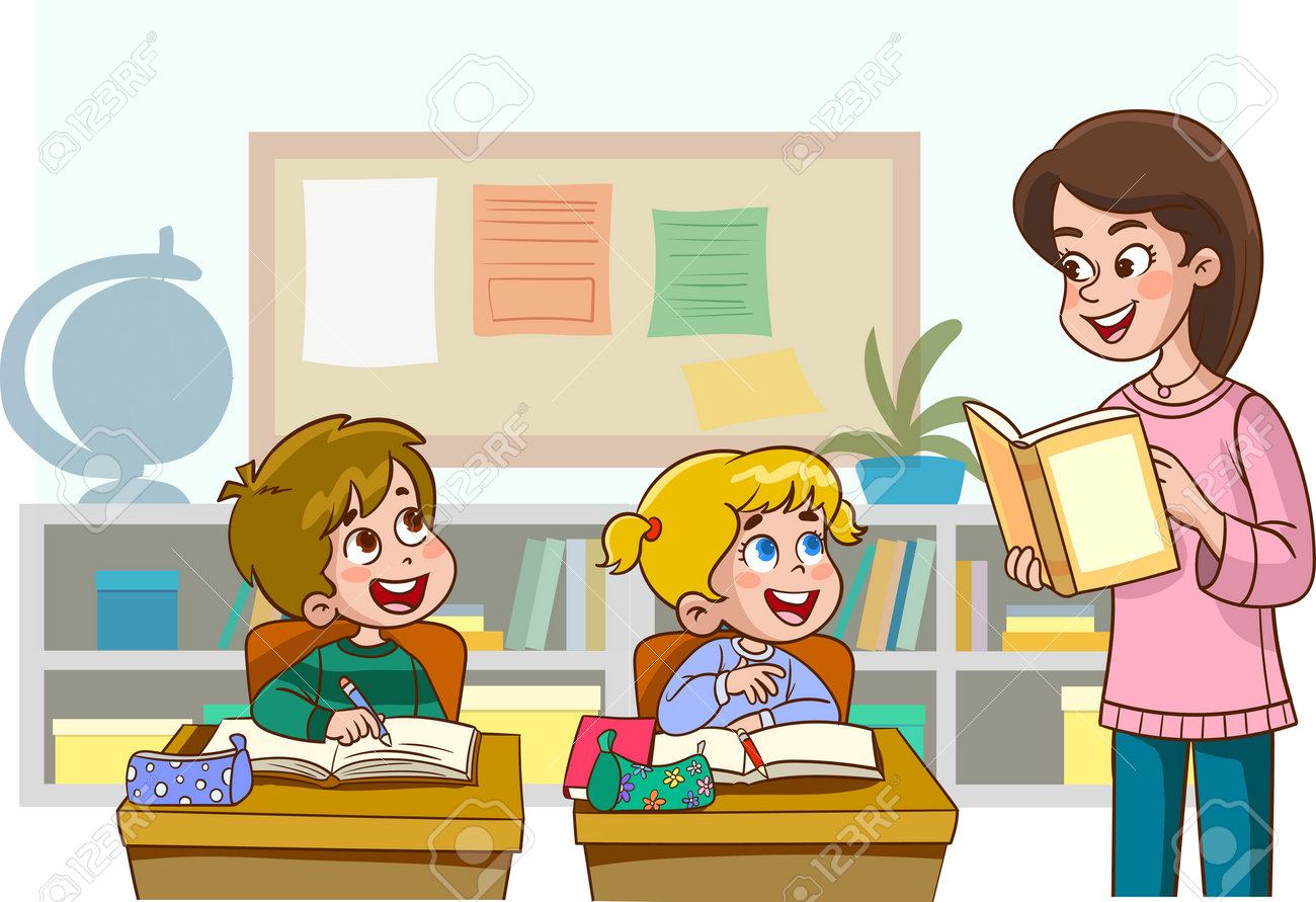 Illustration Of Kids Studying In A Classroom With Their Teacher Royalty  Free SVG, Cliparts, Vectors, and Stock Illustration. Image 202041475., image size:1300x891