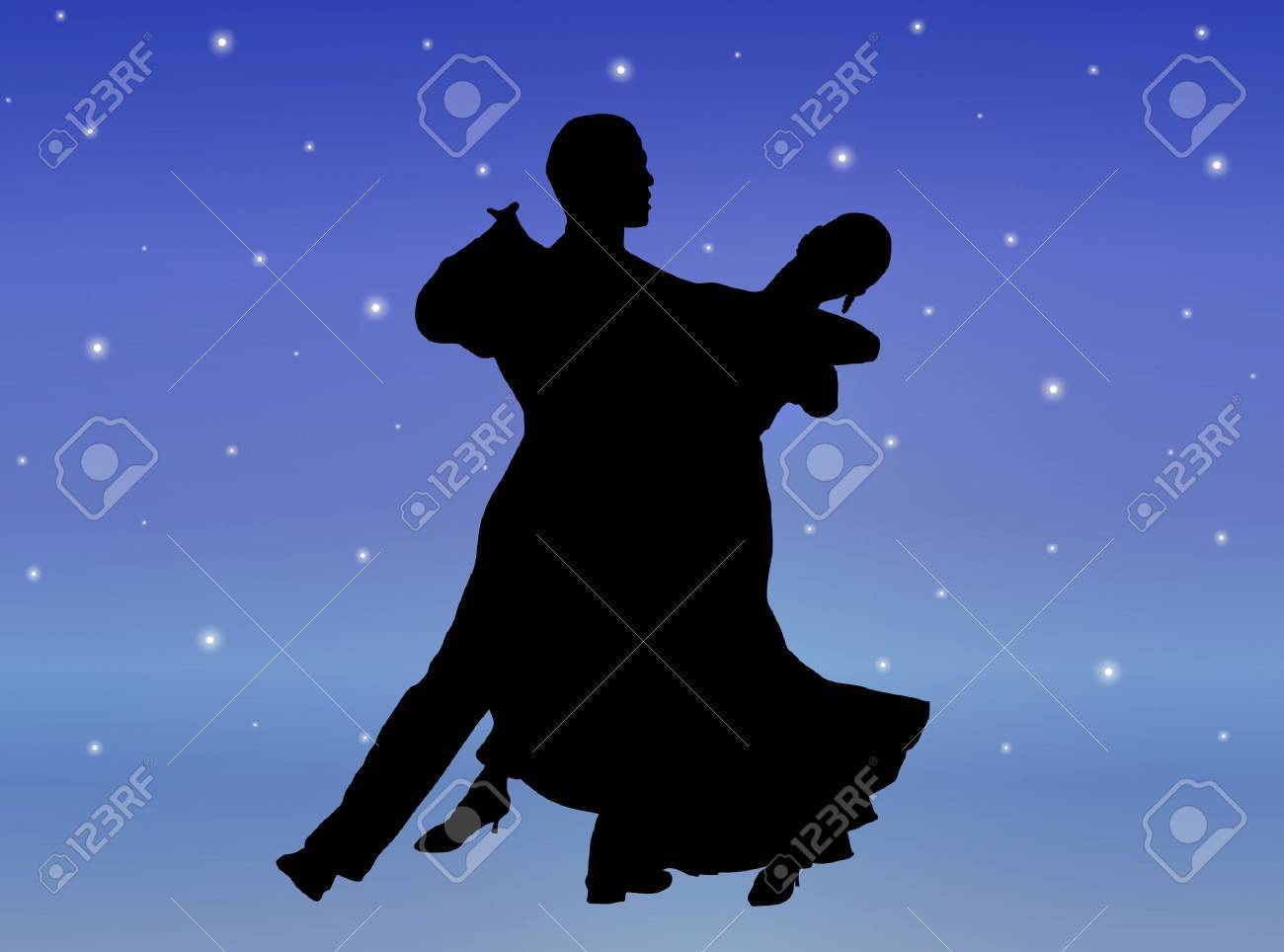 若いカップルの社交ダンスのシルエット イラスト の写真素材 画像素材 Image