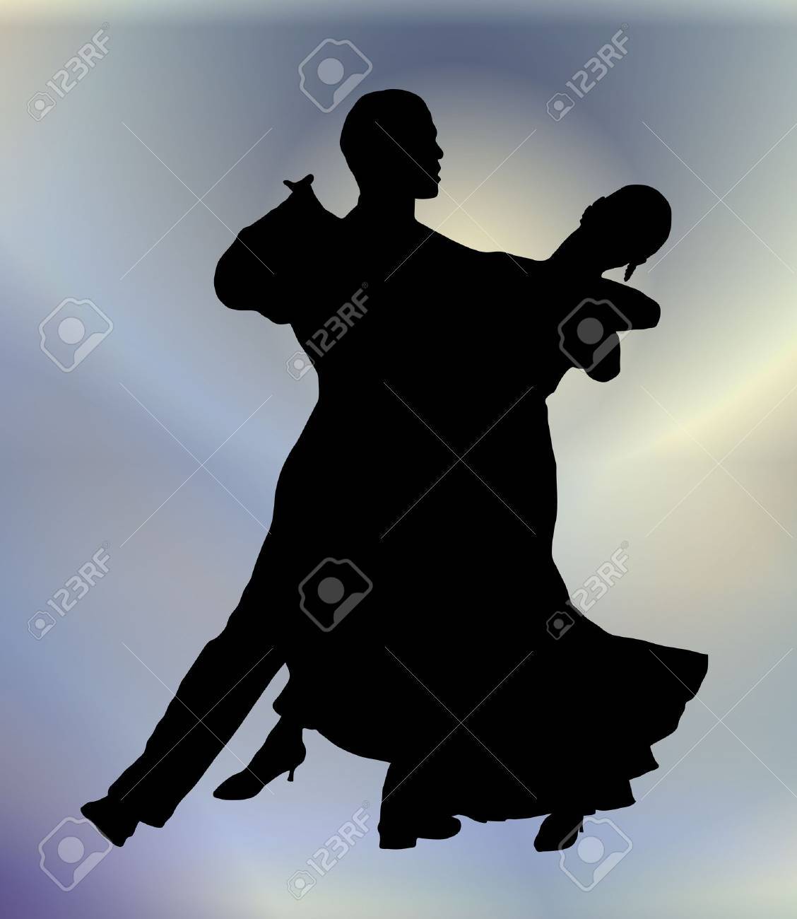 若いカップルの社交ダンスのシルエット イラスト の写真素材 画像素材 Image