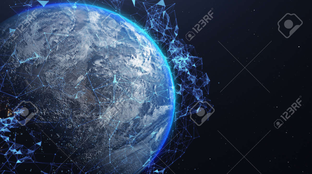 A networking concept. Global digital connections. 3d illustration - 164040419 A networking concept. Global digital connections. 3d illustration - 164040419