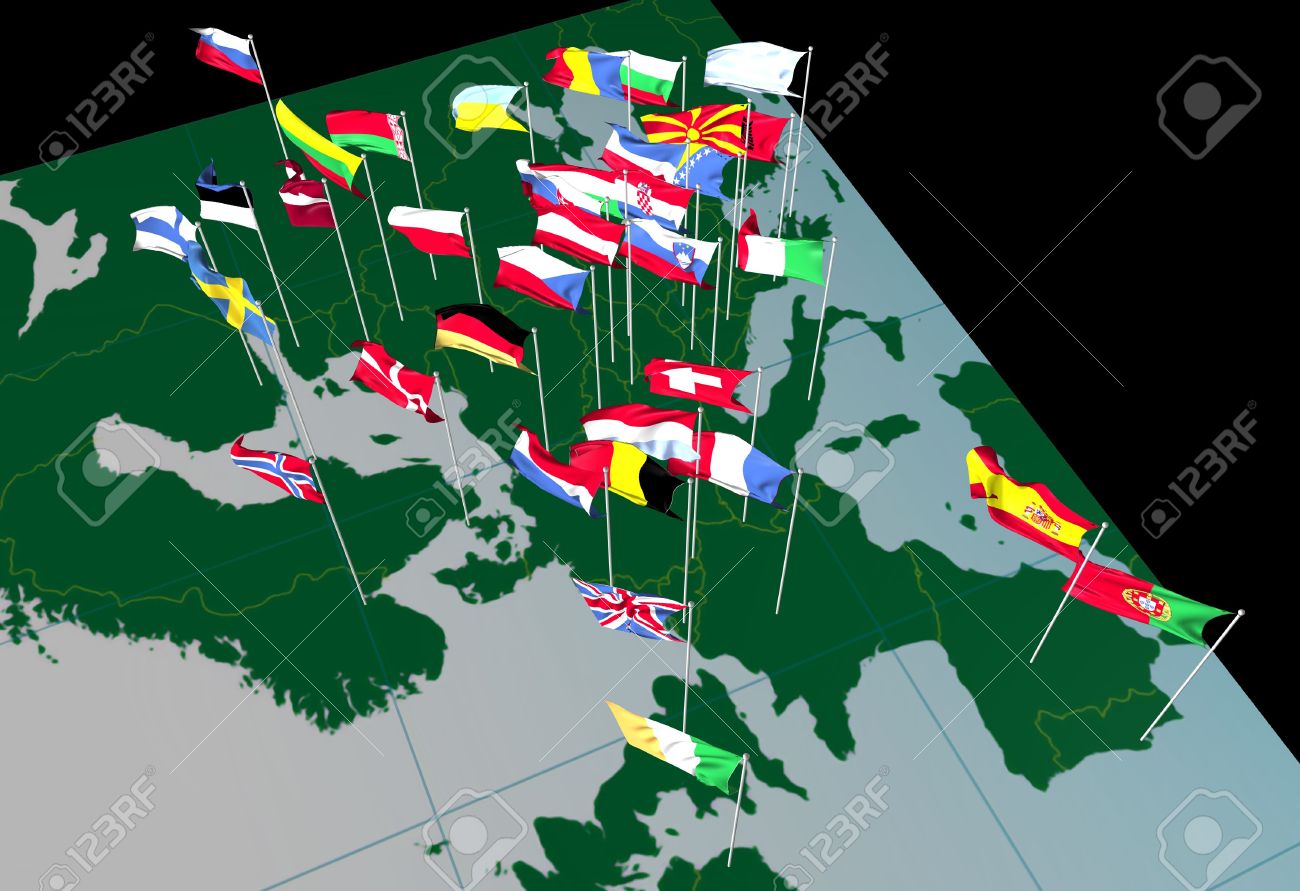 paises europeos con sus banderas