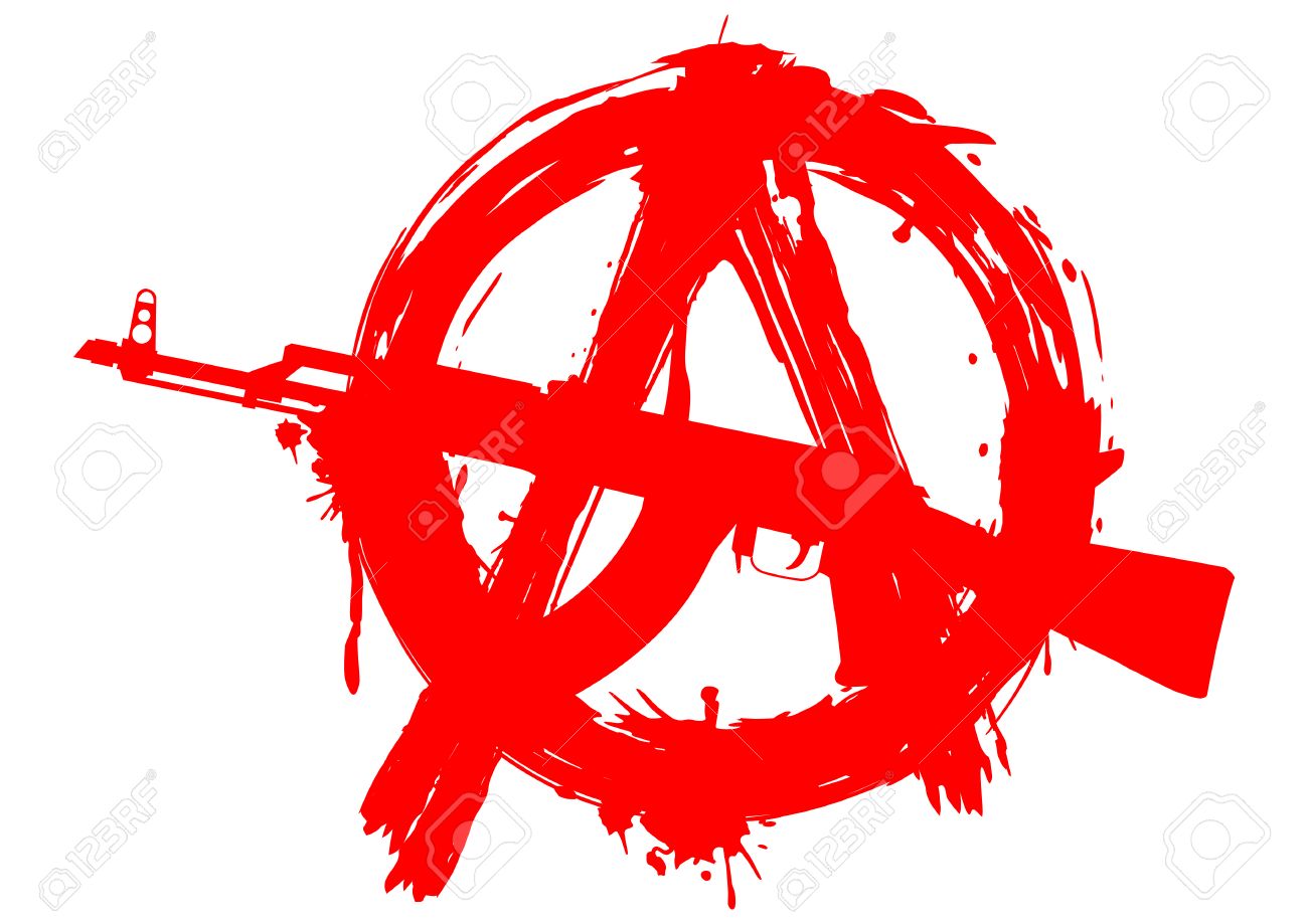 illustration symbol anarchy with ak 47 for design tattoo or
