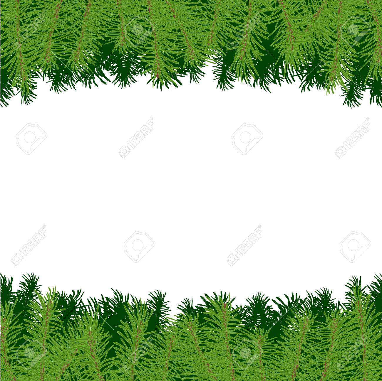stockfoto vector illustration border or frame with christmas tree branches on white background for design card or poster - Christmas Tree Branches stockfoto vector illustration border or frame with christmas tree branches on white background for design card or poster - Christmas Tree Branches