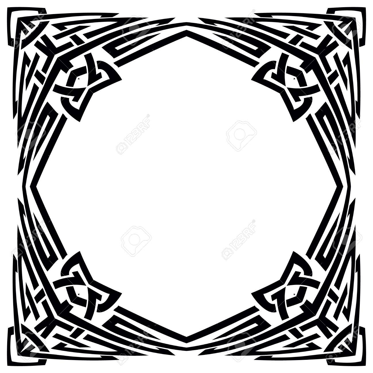 抽象的なベクトル黒と白のイラスト美しいトレーサリーフレーム パターンと装飾ヴィンテージ部族のクロス 入れ墨のためのデザイン要素 のイラスト素材 ベクタ Image 93223037