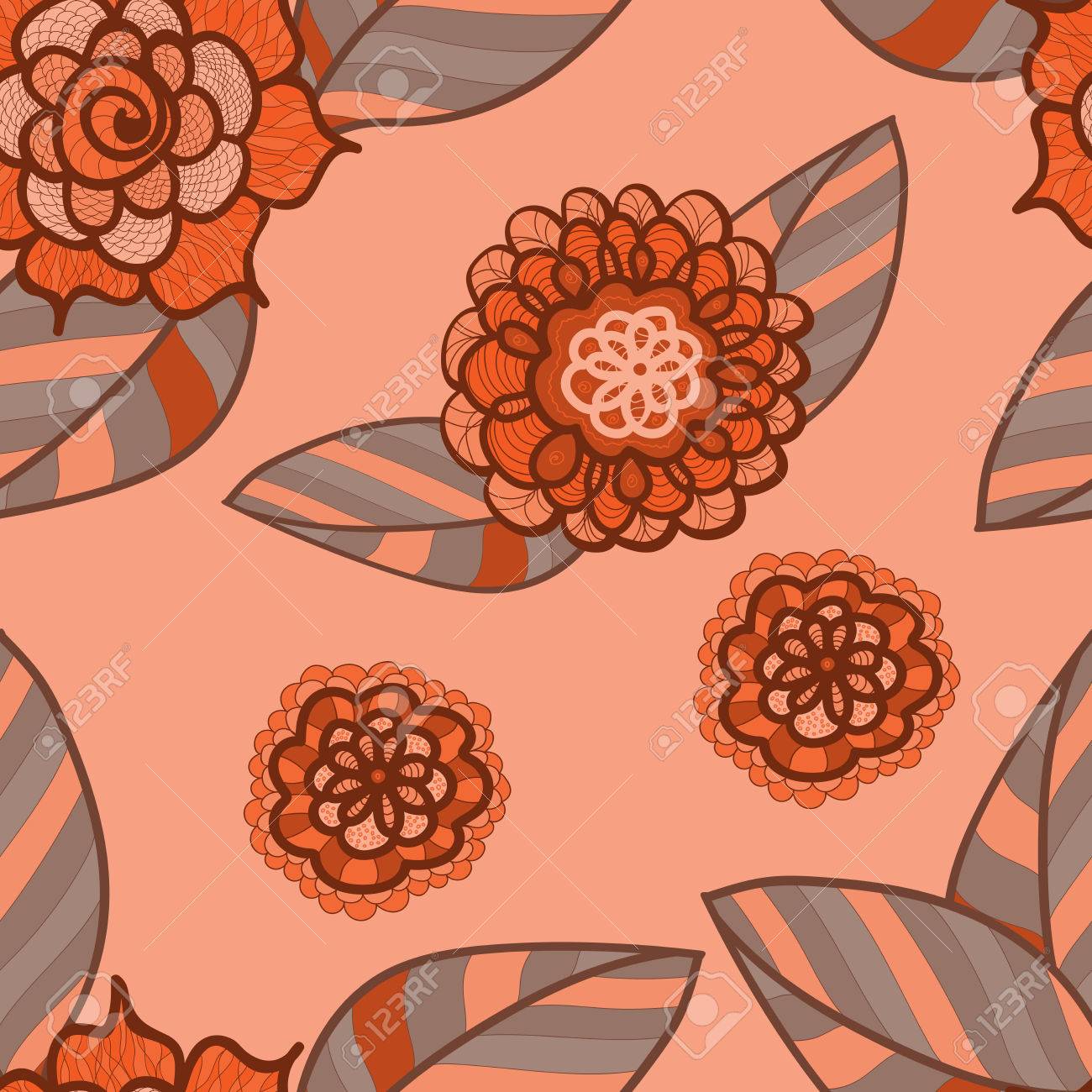 ベクター ピンク落書き花とシームレスなパターン 淡い赤色の花の背景 のイラスト素材 ベクタ Image