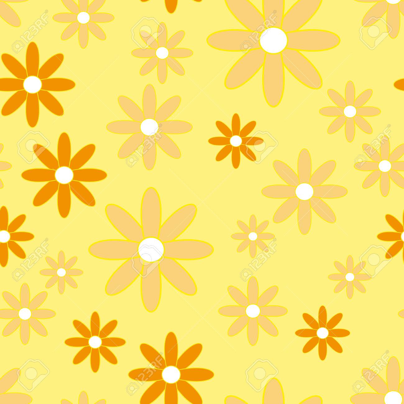 Vector Seamless Patter With Plane Flowers. Background With Simple Camomiles  On The Soft Yellow Background. Royalty Free SVG, Cliparts, Vectors, and  Stock Illustration. Image 44547570., image size:1300x1300
