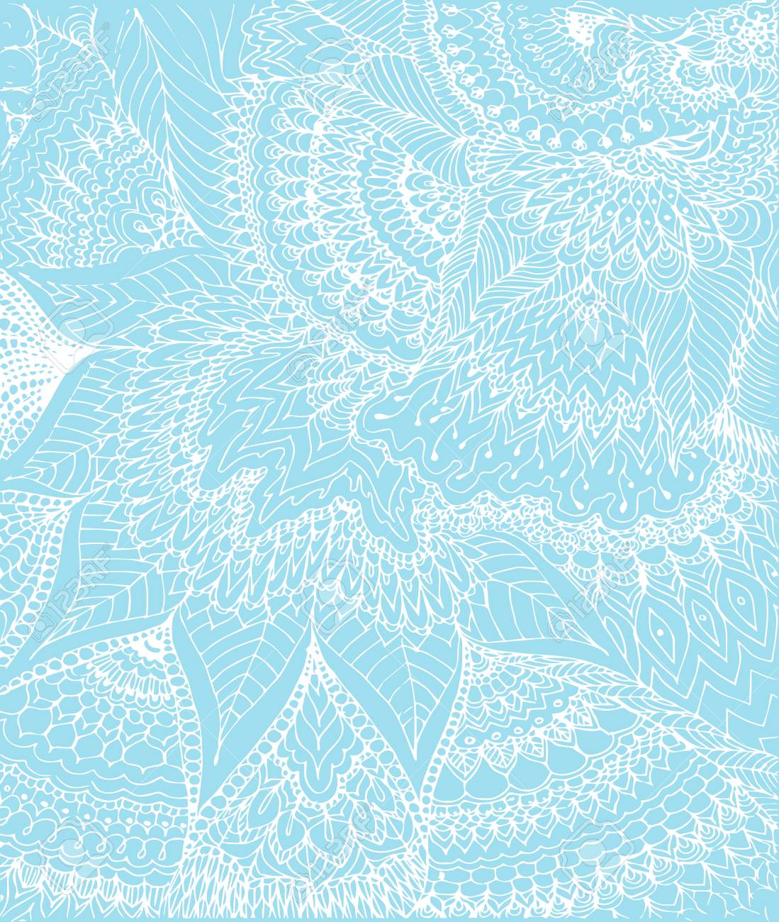 Vector Illustration Of Doodle Drawing On The Light Blue Background