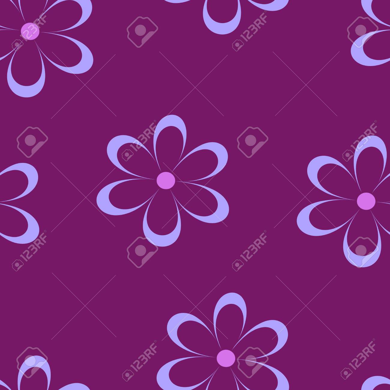 シームレス パターン 花のベクトル イラスト ヴィンテージ花柄 かわいいヒナギクのフィールド 紫色の背景に鎮静とテキスタイル デザイン ばねまたは夏 の明るいテンプレート 表面の質感のイラスト素材 ベクタ Image