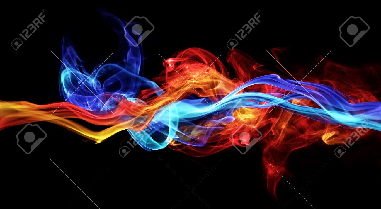 red and blue smoke
