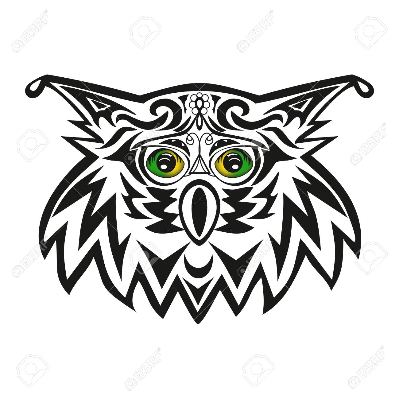La Cabeza De Un Búho Tatuaje De Un Búho Real Vector Un Pájaro Un