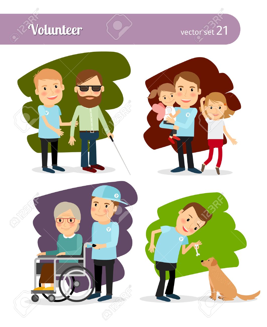young man volunteer cartoon