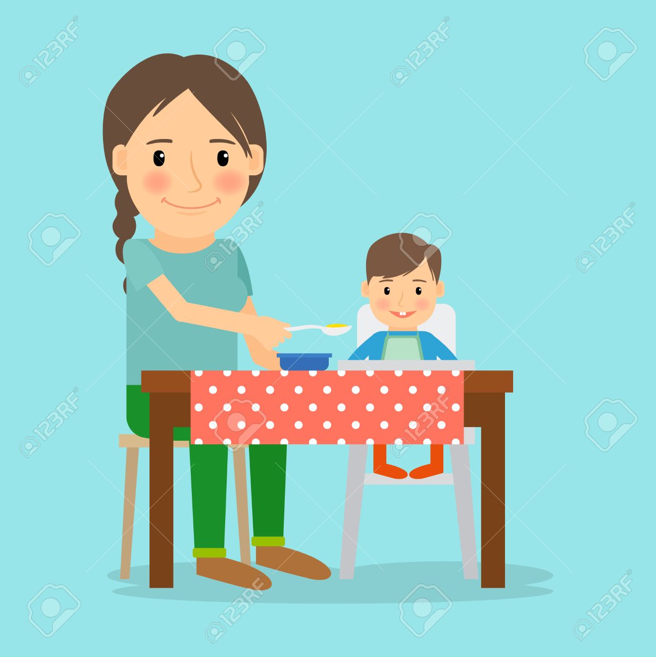 Mere Nourrir Son Bebe Mode De Vie De Famille Heureuse Et Garde D Enfants Vector Illustration Clip Art Libres De Droits Vecteurs Et Illustration Image