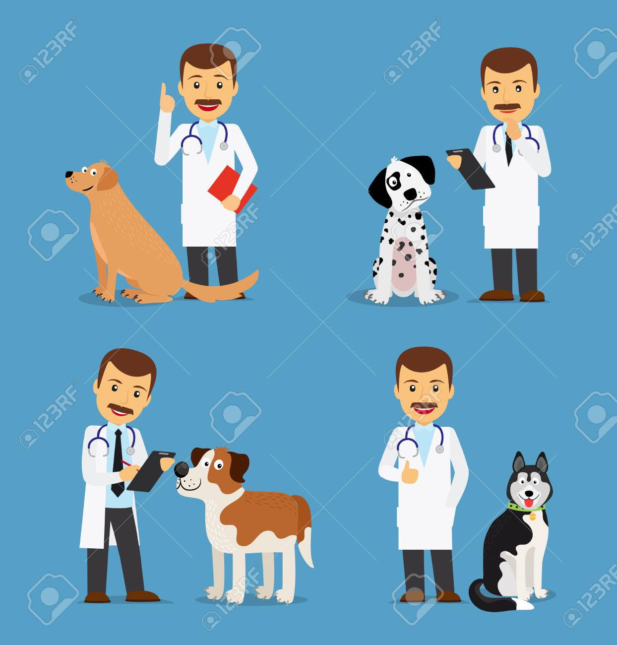 犬専門の獣医医師 獣医師は 青の背景にアイコン色 ベクトル図 のイラスト素材 ベクタ Image