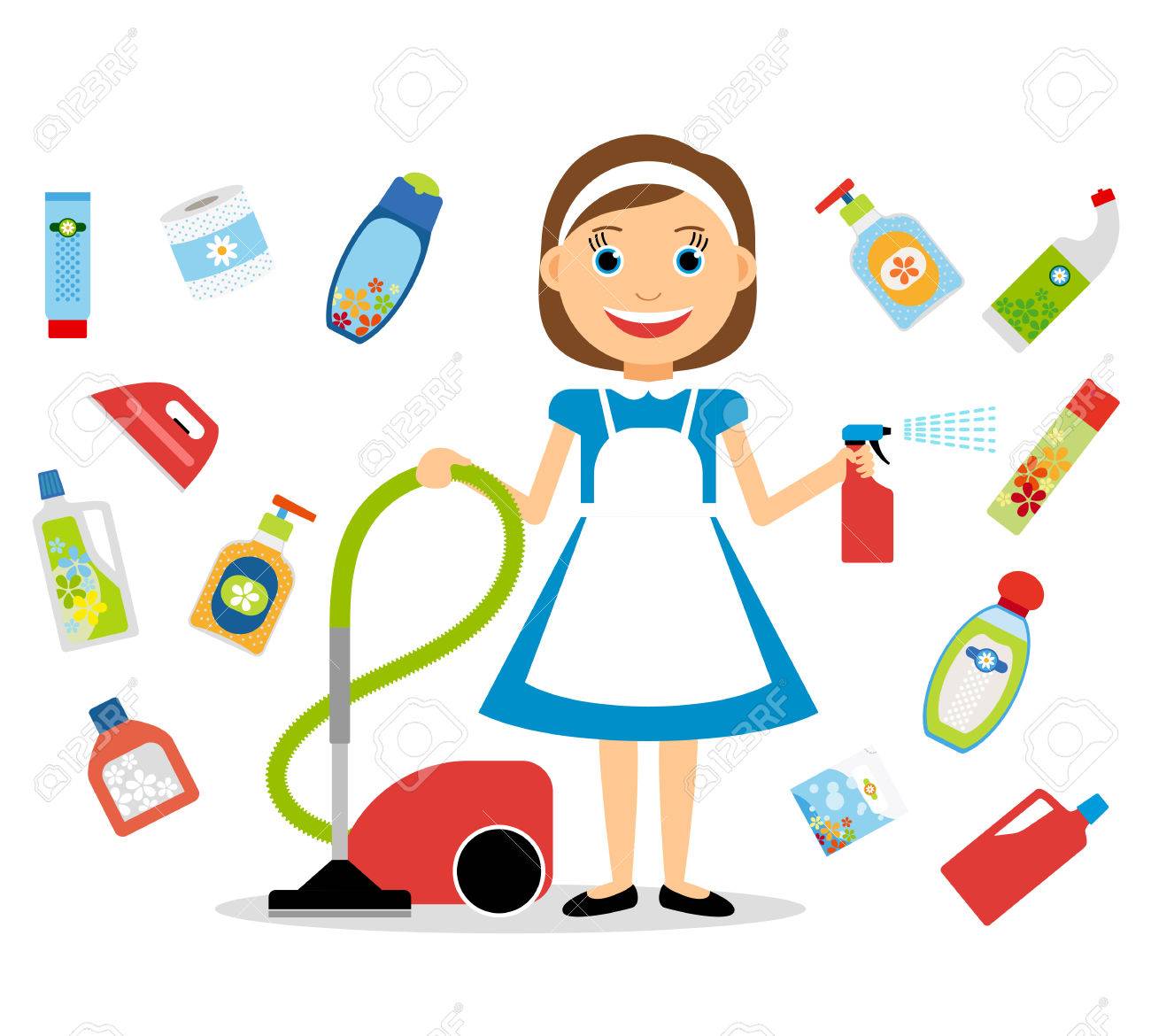 Nettoyage de la maison. Femme au foyer et de nettoyage à domicile icônes. Vector illustration Nettoyage de la maison. Femme au foyer et de nettoyage à domicile icônes. Vector illustration