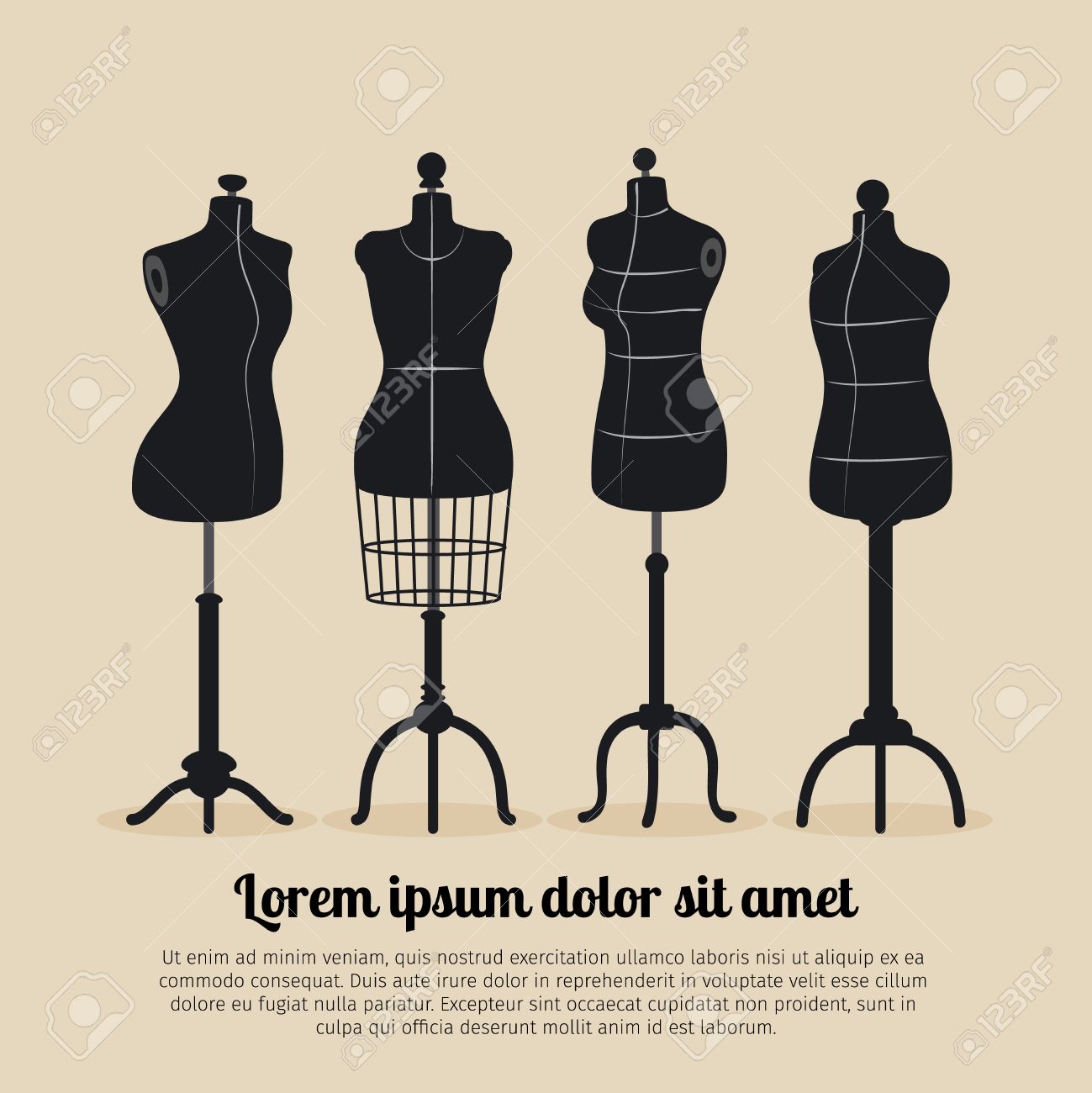 Female body vintage mannequin set. Tailors mannequins illustration - 56382088 Female body vintage mannequin set. Tailors mannequins illustration - 56382088