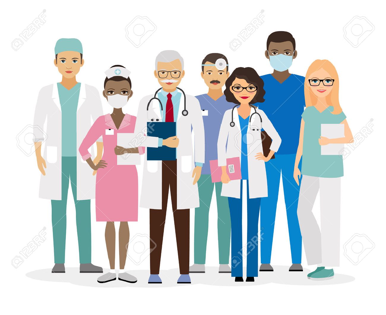 Medical team. Group of hospital workers illustration - 57502643 Medical team. Group of hospital workers illustration - 57502643