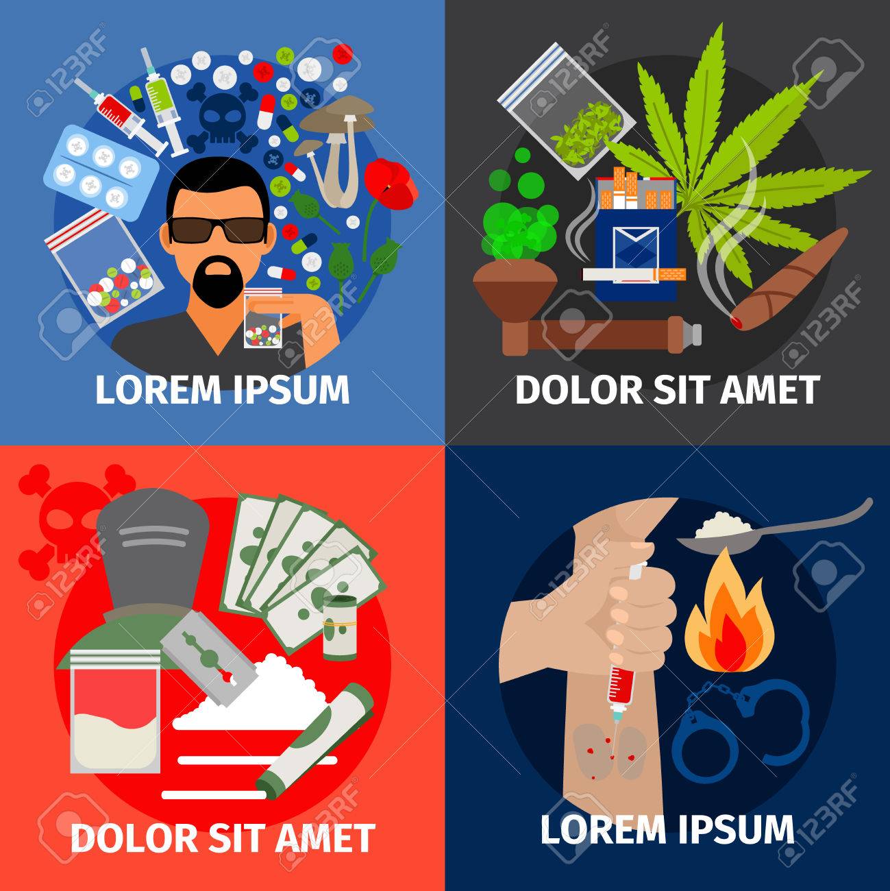 薬物中毒のベクトル概念 注入剤とマリファナのパイプ ヘロイン中毒者の犯罪を停止 のイラスト素材 ベクタ Image 薬物中毒のベクトル概念 注入剤とマリファナのパイプ ヘロイン中毒者の犯罪を停止 のイラスト素材 ベクタ Image