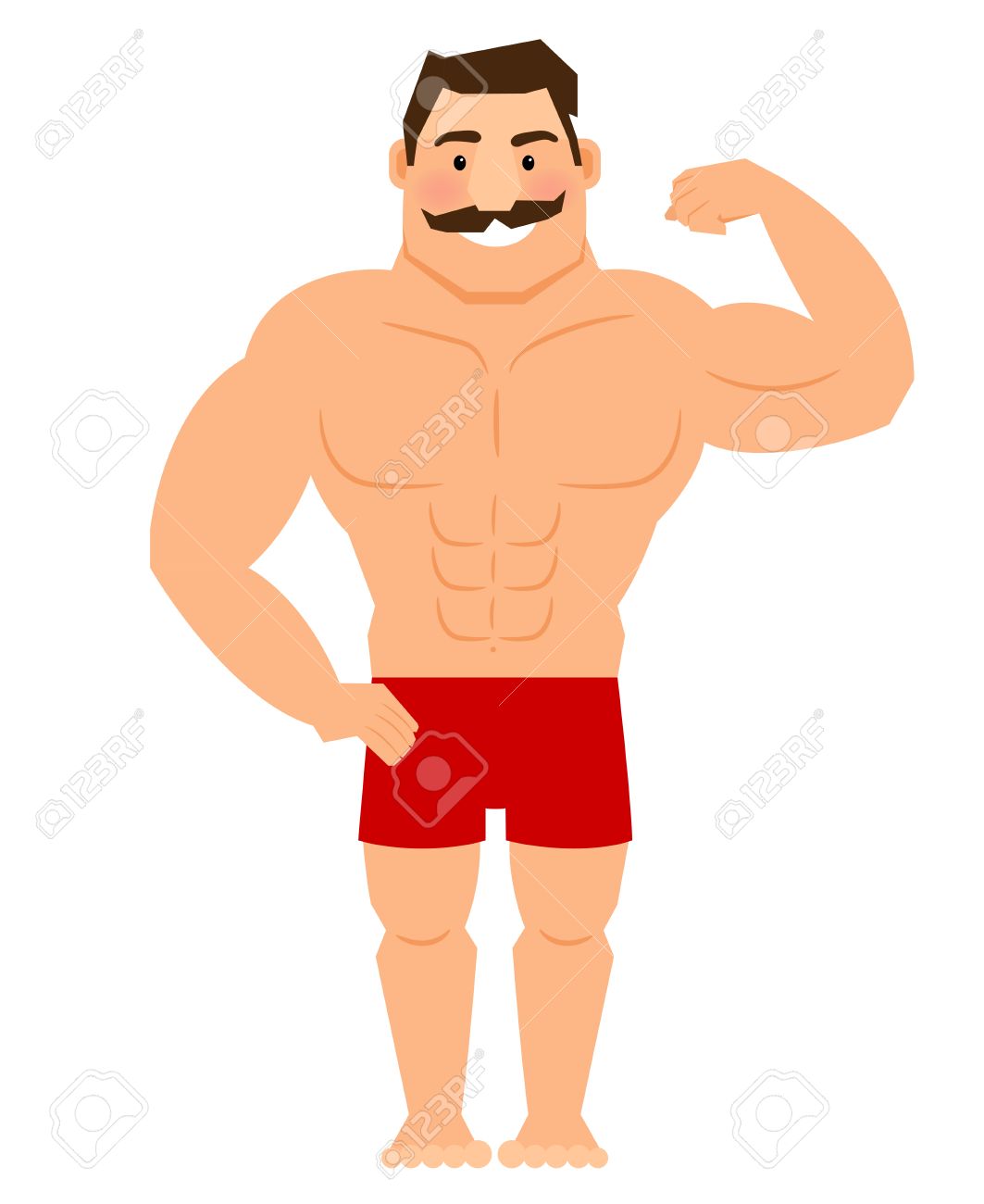 美しい漫画の口髭 スポーツ 男性の体のベクトル図の筋肉男 のイラスト素材 ベクタ Image