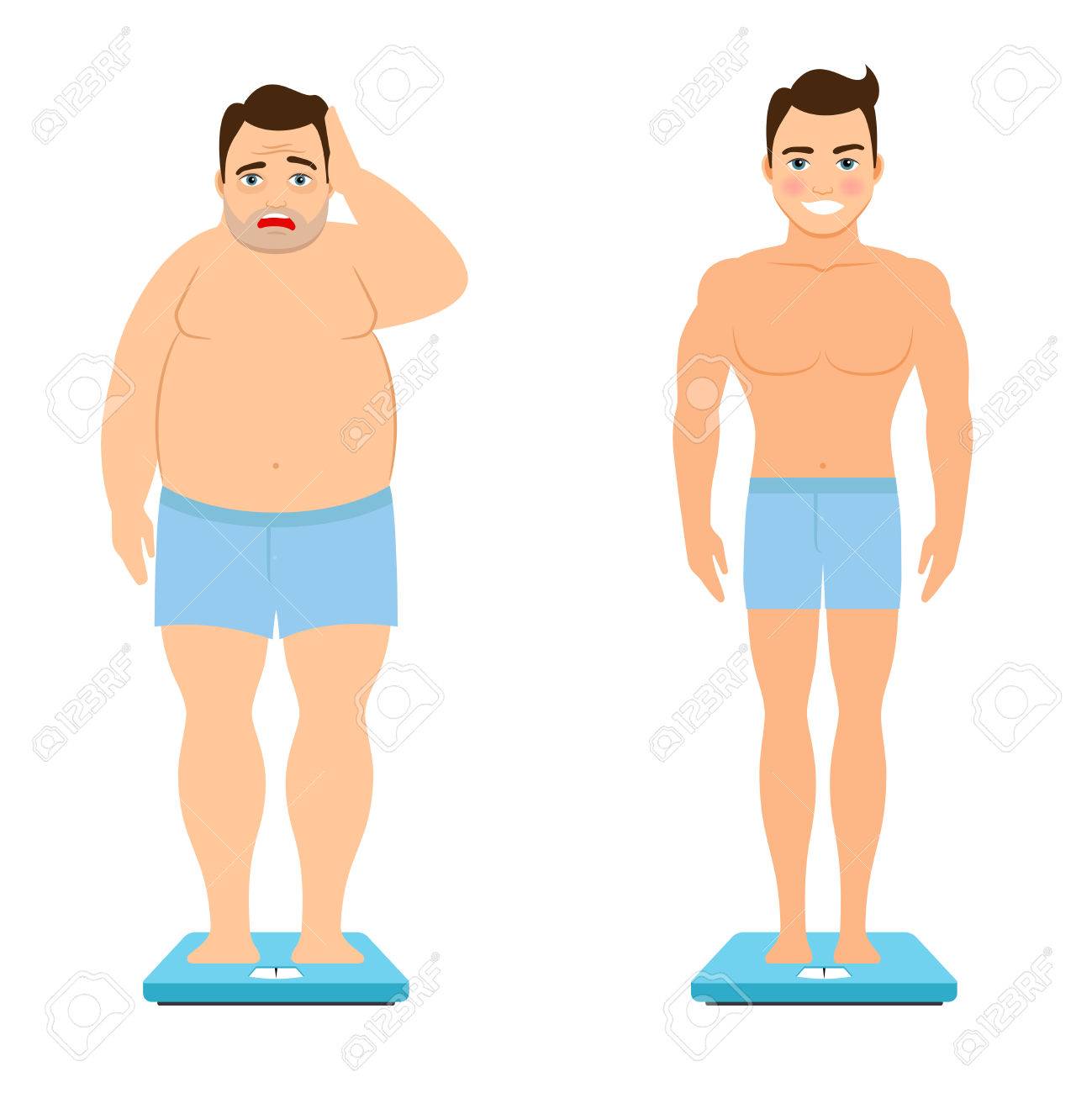 before and after weight loss fat man and healthy fitness man healthy fitness
