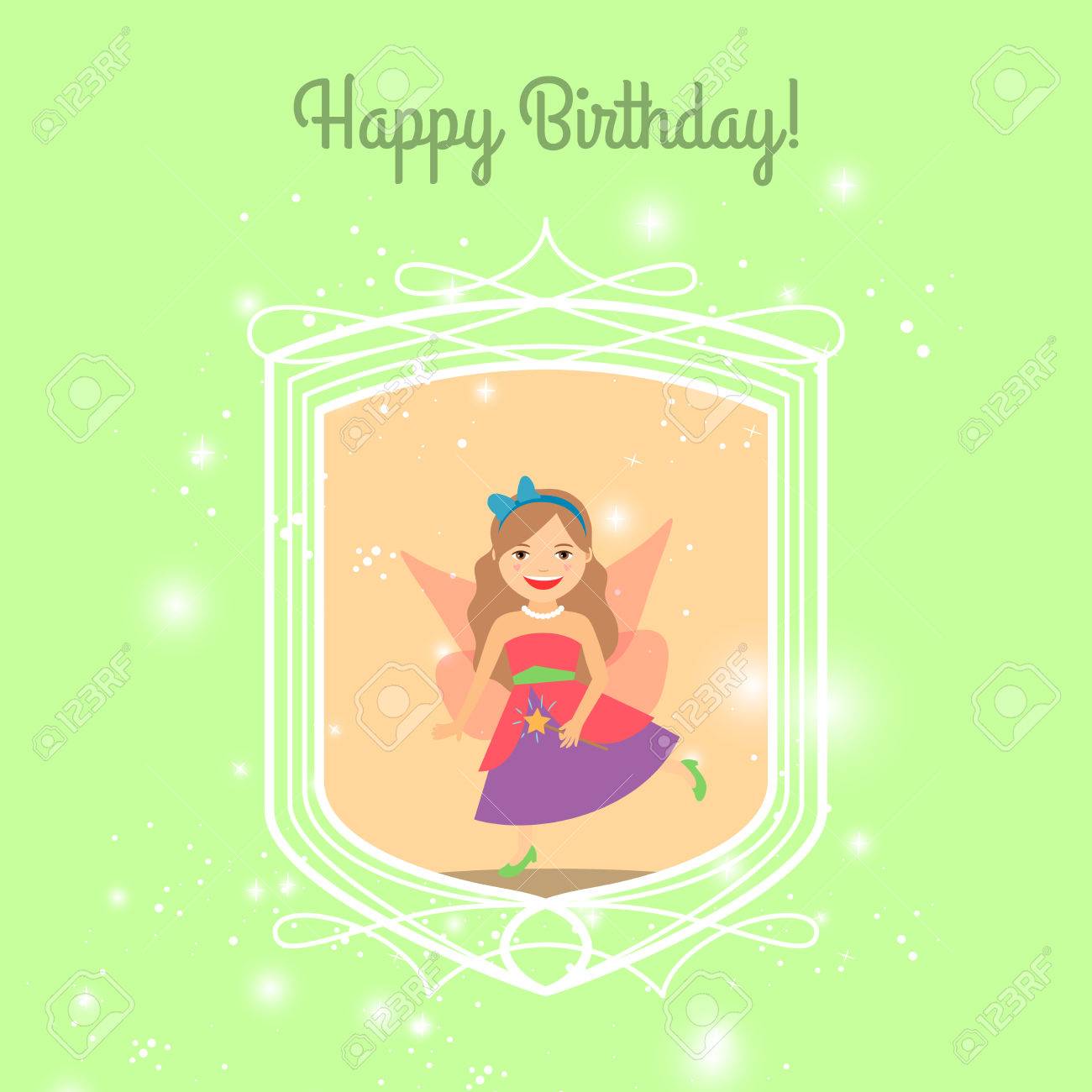 Tarjeta De Felicitacion Del Feliz Cumpleanos Para Las Ninas Con La