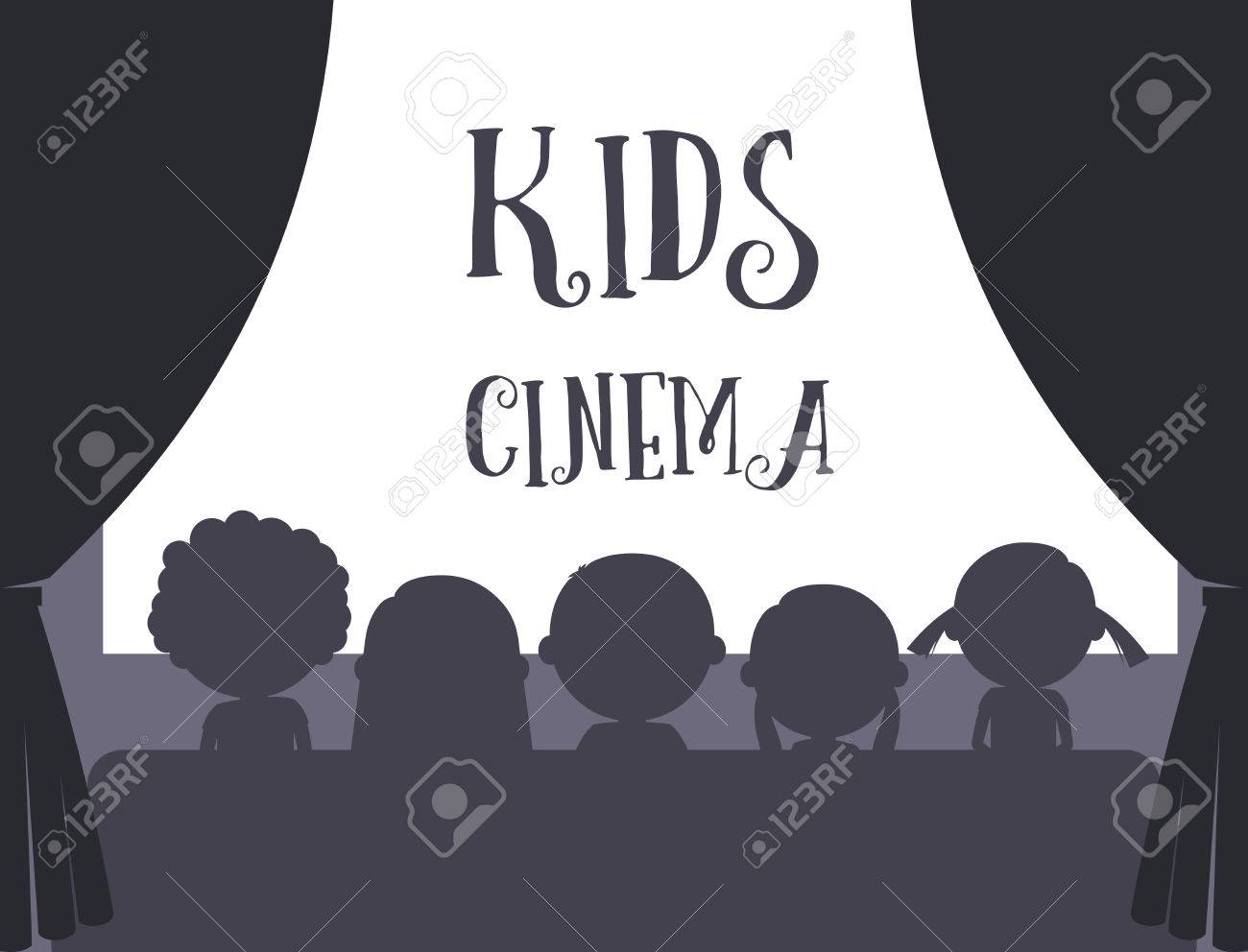 Kids Kino Schwarz Weiss Silhouette Und Text Vektor Illustration Lizenzfrei Nutzbare Vektorgrafiken Clip Arts Illustrationen Image 68456767
