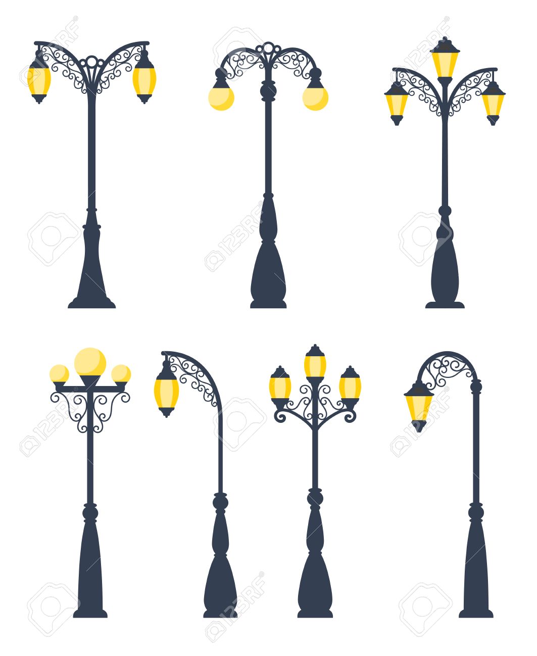 retro streetlights vector illustration
