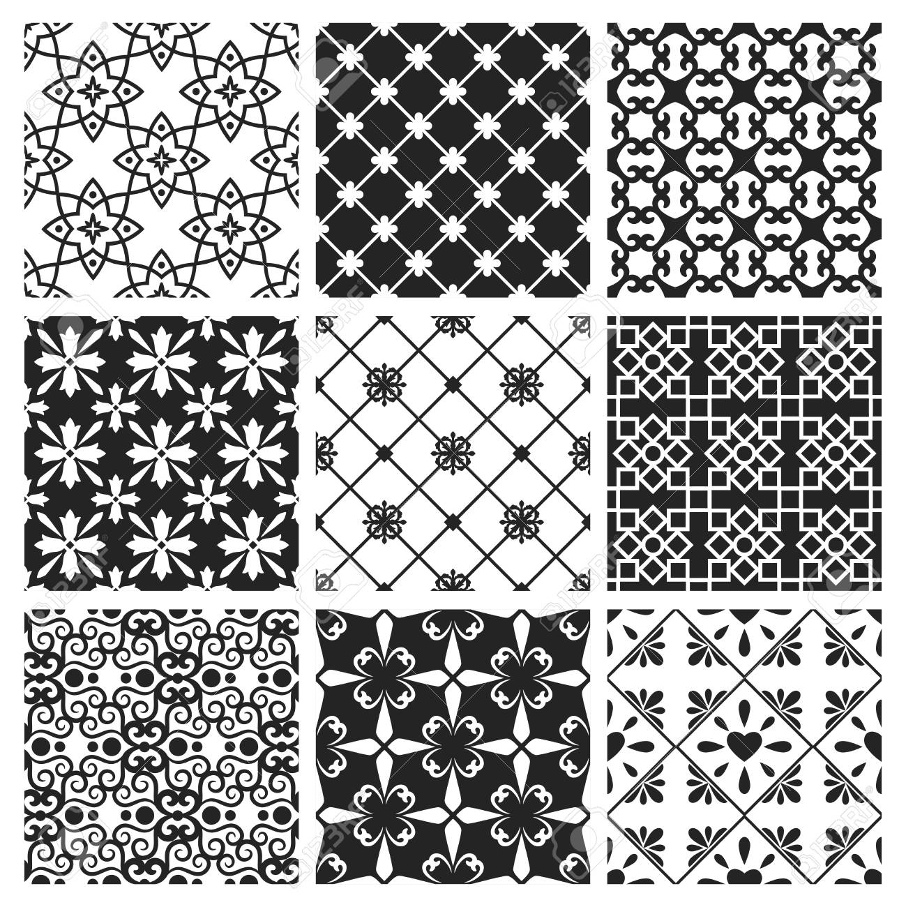 Spanish Or Portugal Traditional Kitchen Tiles. Vector Interior Moroccan  Design Black Ceramic Set Royalty Free SVG, Cliparts, Vectors, and Stock  Illustration. Image 78610758., image size:1299x1300