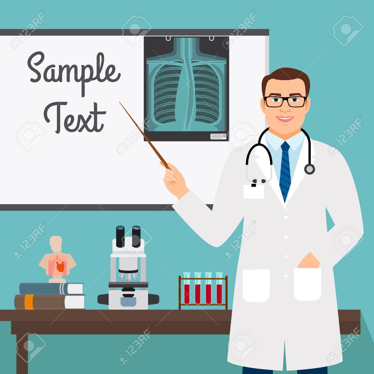 Virologist medical specialists with radiology on stand. Vector illustration - 81005391 Virologist medical specialists with radiology on stand. Vector illustration - 81005391