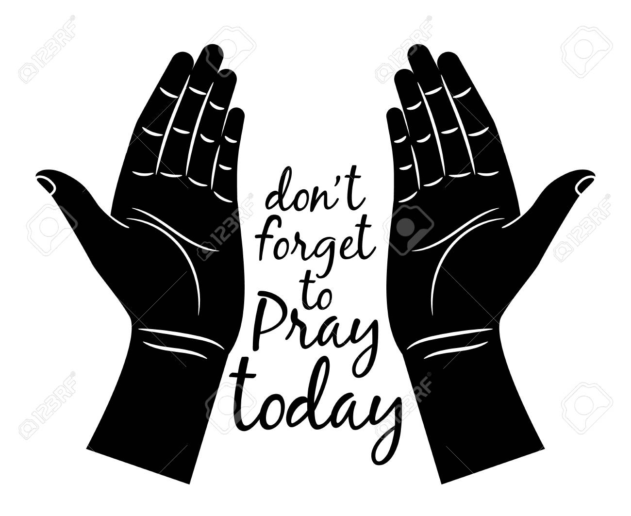 Jesus Praying Hands Silhouette Isolated On White Background Jesus Praying Hands Silhouette Isolated On White Background