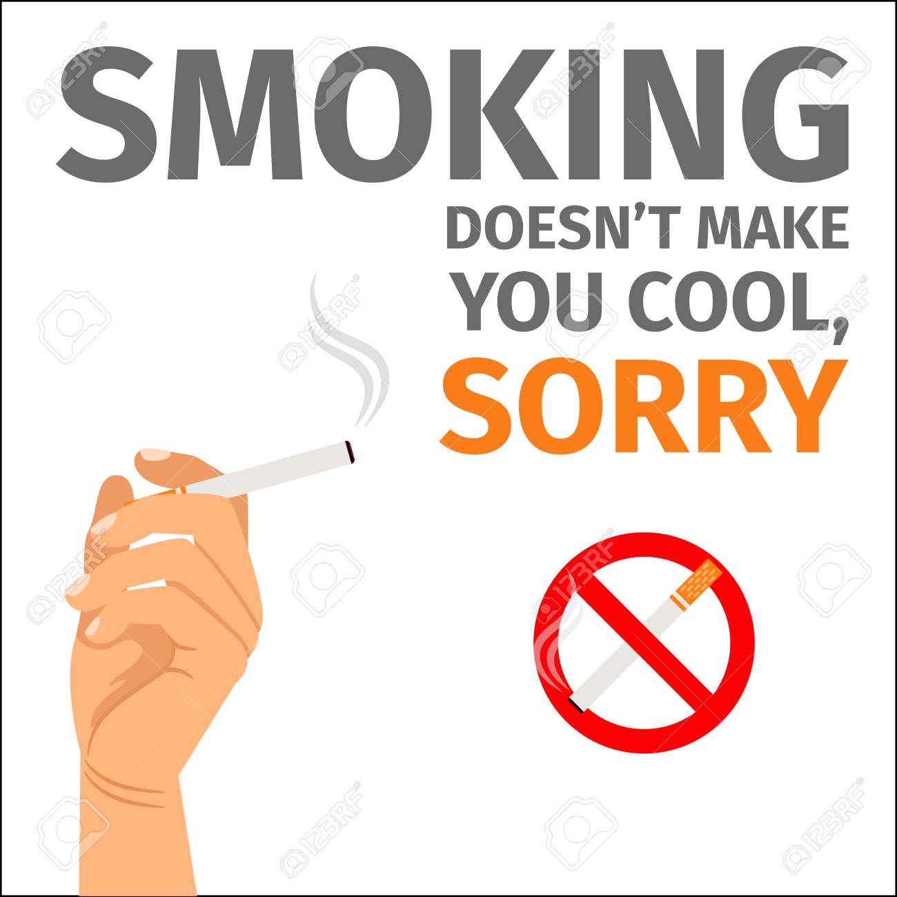 smoking does not make you cool poster with sign no smoking royalty