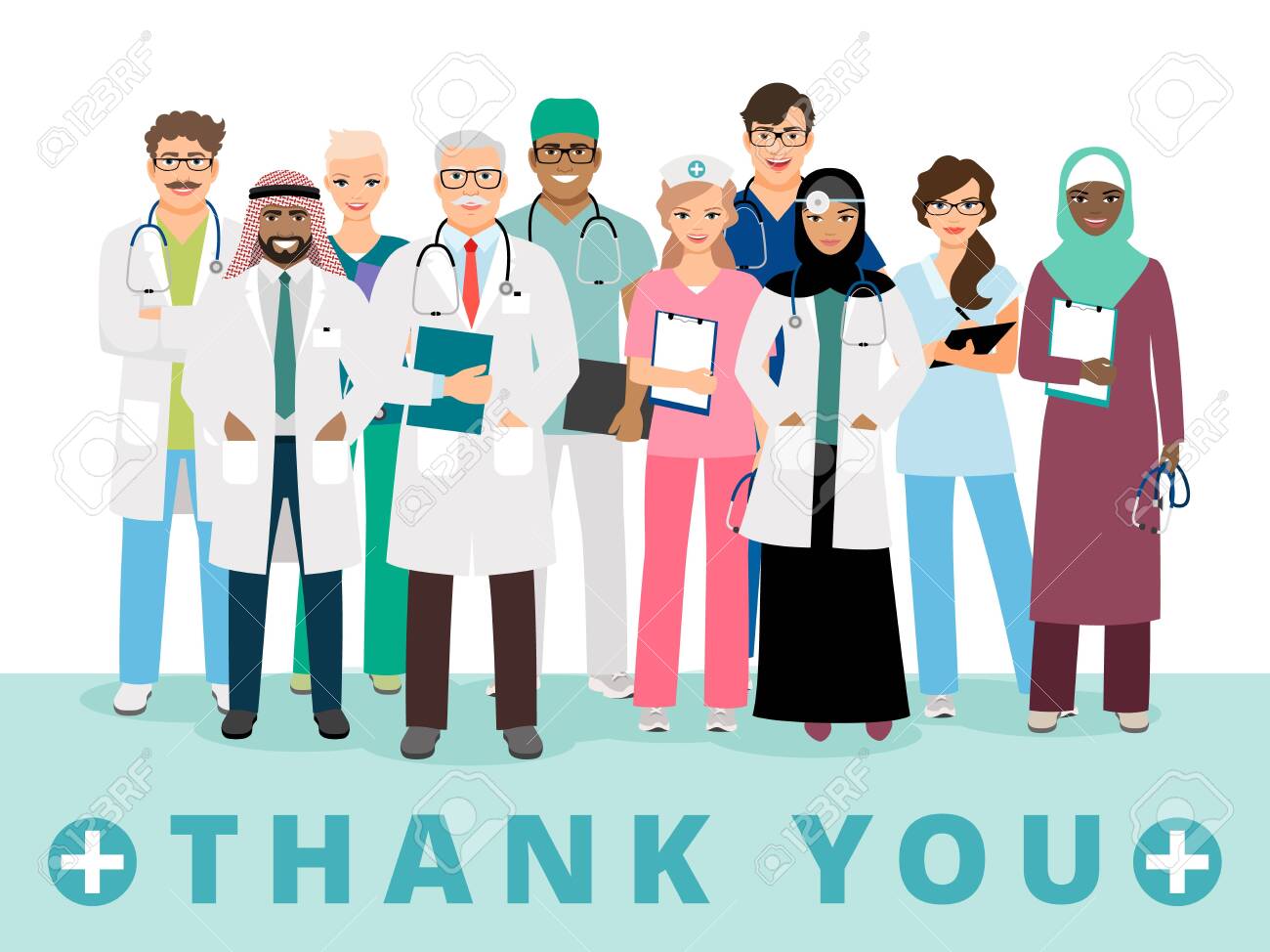 International doctors team. Thanks to medical workers poster. Nurse, emergency healthcare or hospital staff vector illustration - 147366207 International doctors team. Thanks to medical workers poster. Nurse, emergency healthcare or hospital staff vector illustration - 147366207