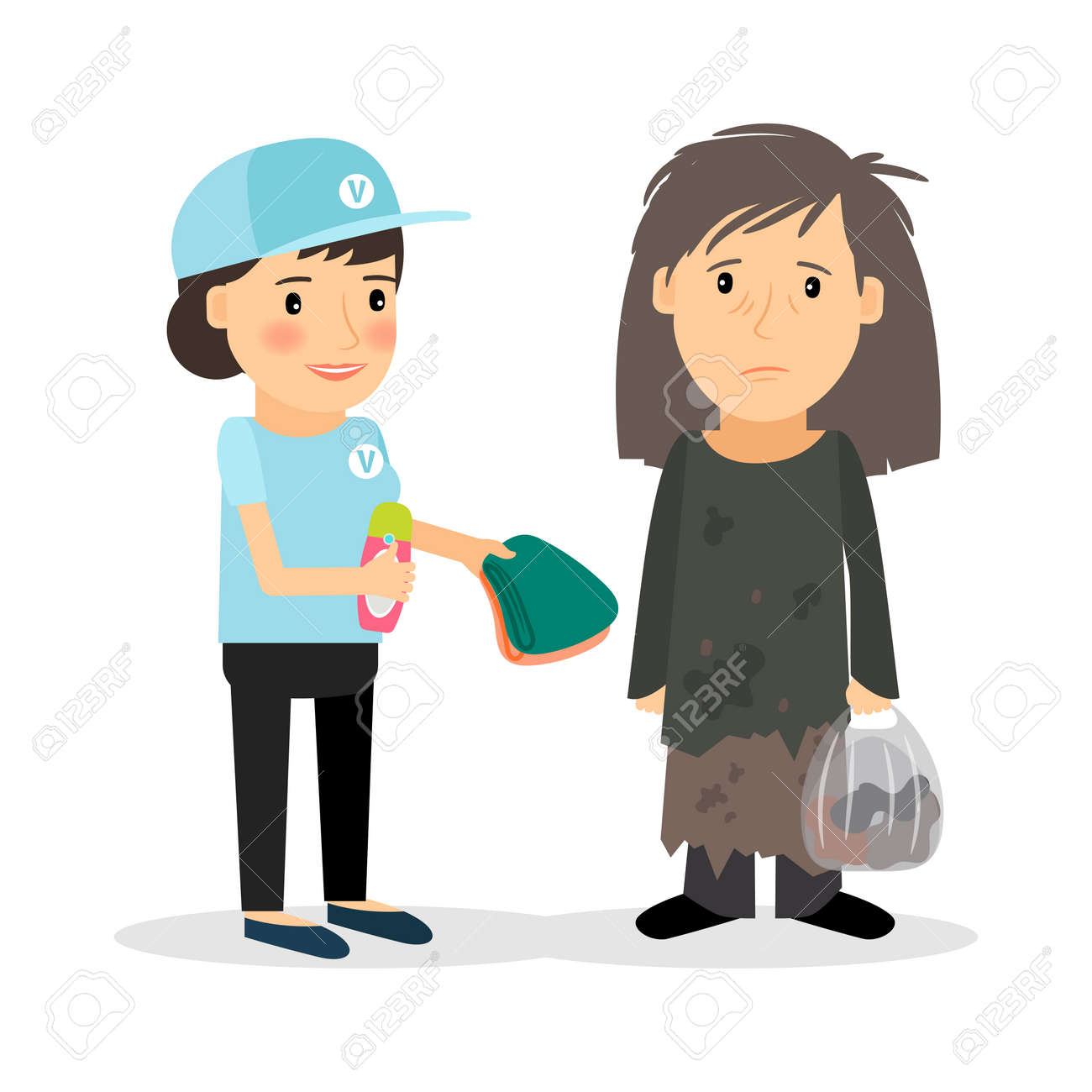 Caring For Homeless And Refugees. Helping People. Vector Illustration.  Royalty Free SVG, Cliparts, Vectors, and Stock Illustration. Image  165906341., image size:1300x1300