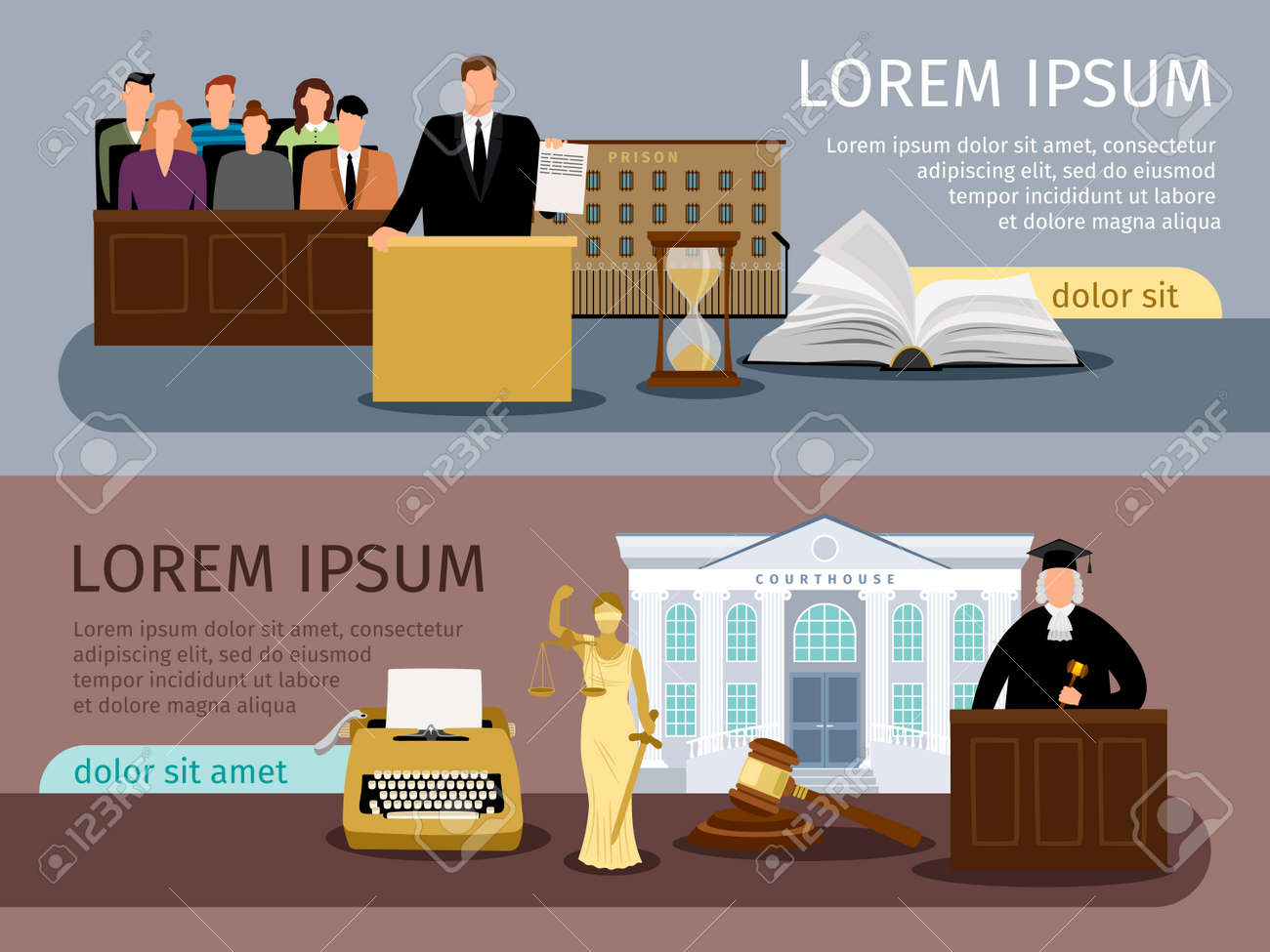 Justice banners. Vector law and courtroom banner set, legal system concept backgrounds - 168234265 Justice banners. Vector law and courtroom banner set, legal system concept backgrounds - 168234265