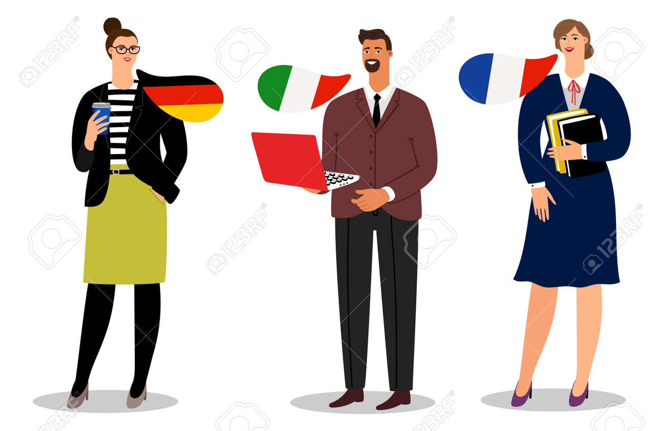 International business team vector isolated on white background. Illustration of business people team, businessman communication italian and french and german - 168240037 International business team vector isolated on white background. Illustration of business people team, businessman communication italian and french and german - 168240037