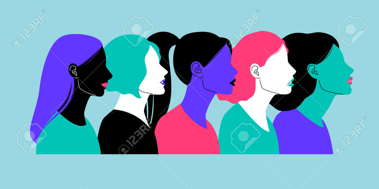Colorful profiles of face silhouettes - 170222370 Colorful profiles of face silhouettes - 170222370
