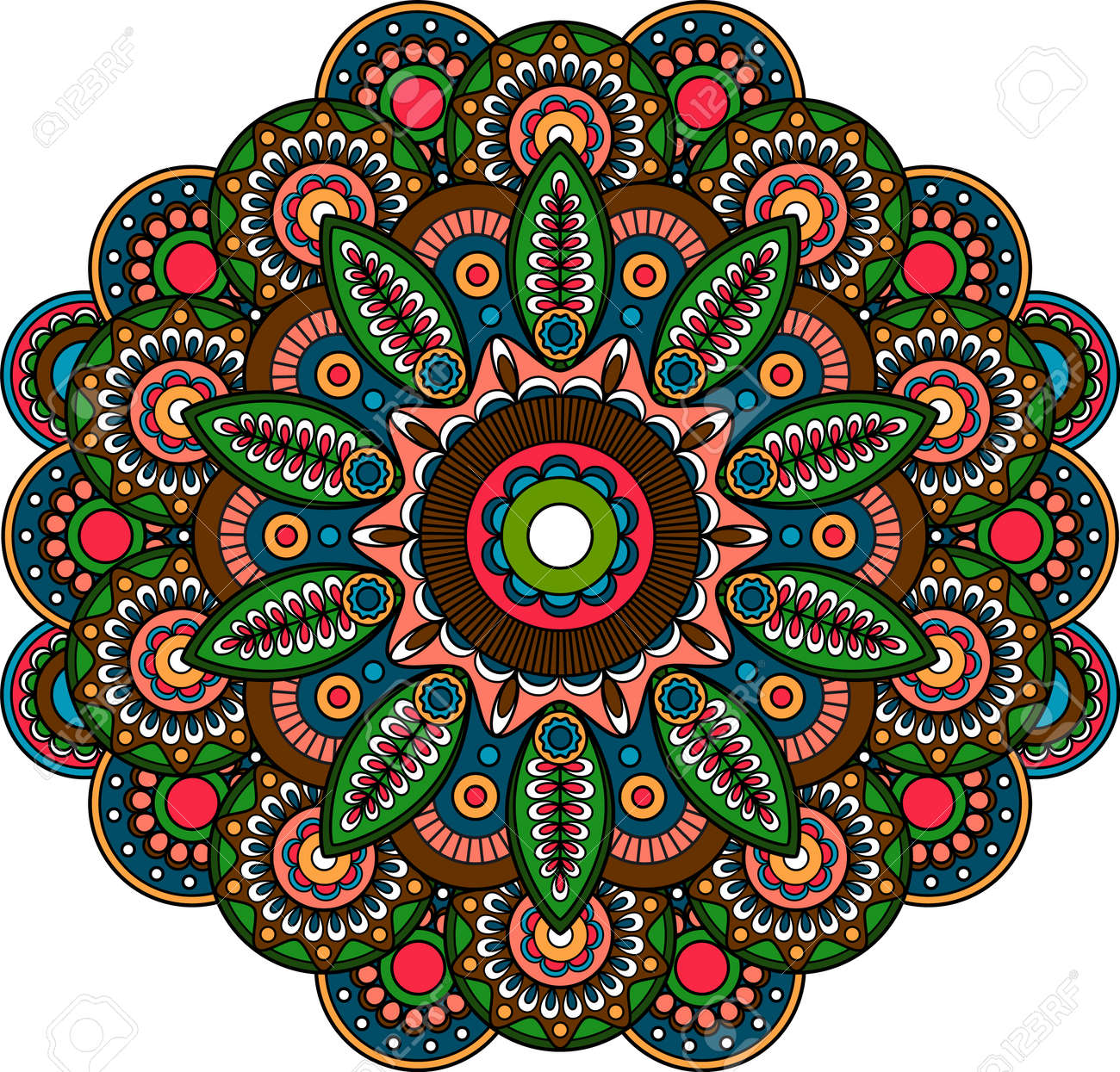 Circular indian bright floral ornament mandala paisley design art - 170995171 Circular indian bright floral ornament mandala paisley design art - 170995171