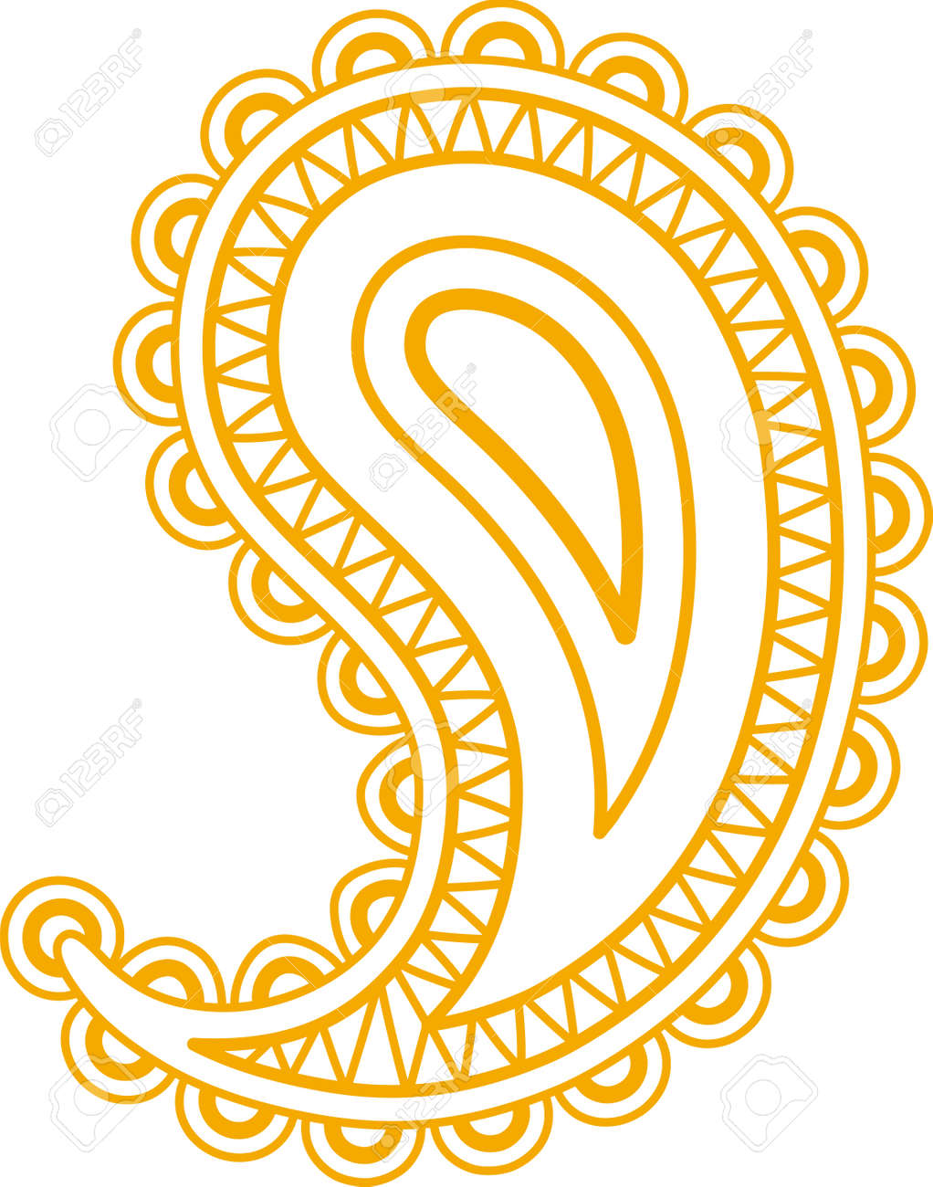 Indian hand drawn Paisley flower ethnic floral pattern - 171052330 Indian hand drawn Paisley flower ethnic floral pattern - 171052330