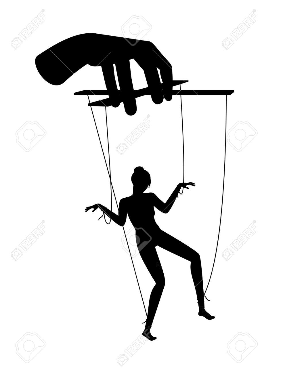Woman Puppet. Female Person Marionette Manipulation, Business Puppeteer  Hand Manipulate Concept, Male Domination, Control Abuse Exploitation, Moral  Ethic Dictate Girl Doll Silhouette Royalty Free SVG, Cliparts, Vectors, And  Stock Illustration. Image ...