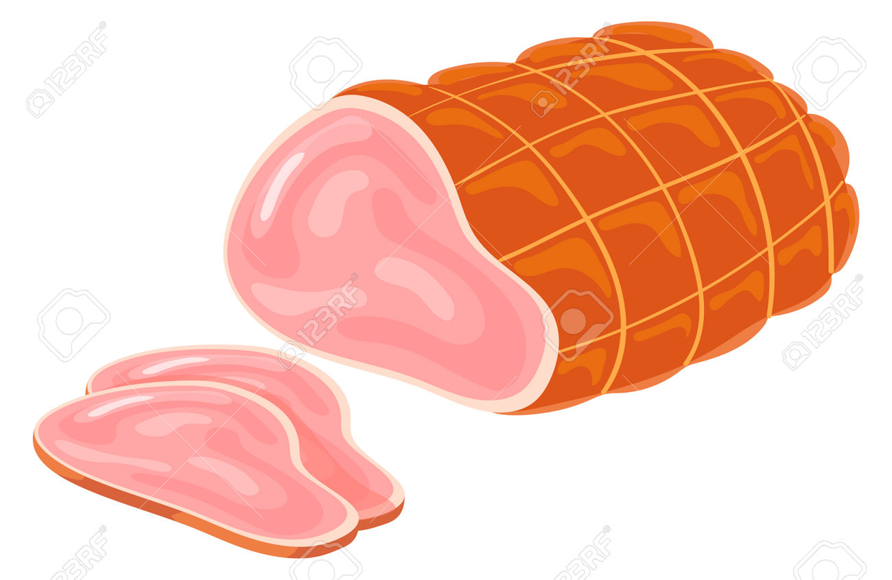 Smoked Ham Cartoon Icon. Sliced Cooked Meat Royalty Free SVG, Cliparts,  Vectors, and Stock Illustration. Image 198366482., image size:1300x845