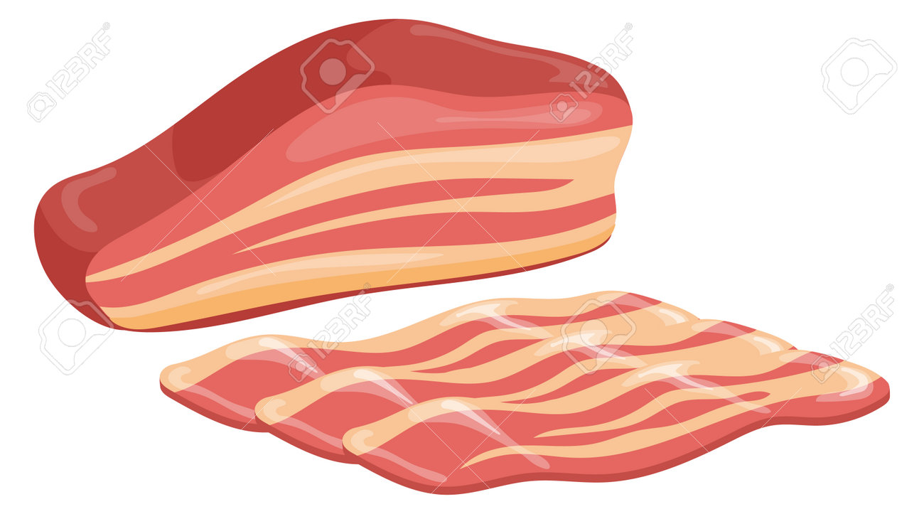 Bacon Cartoon Icon. Sliced Pork. Raw Meat Royalty Free SVG, Cliparts,  Vectors, and Stock Illustration. Image 197154588., image size:1300x723