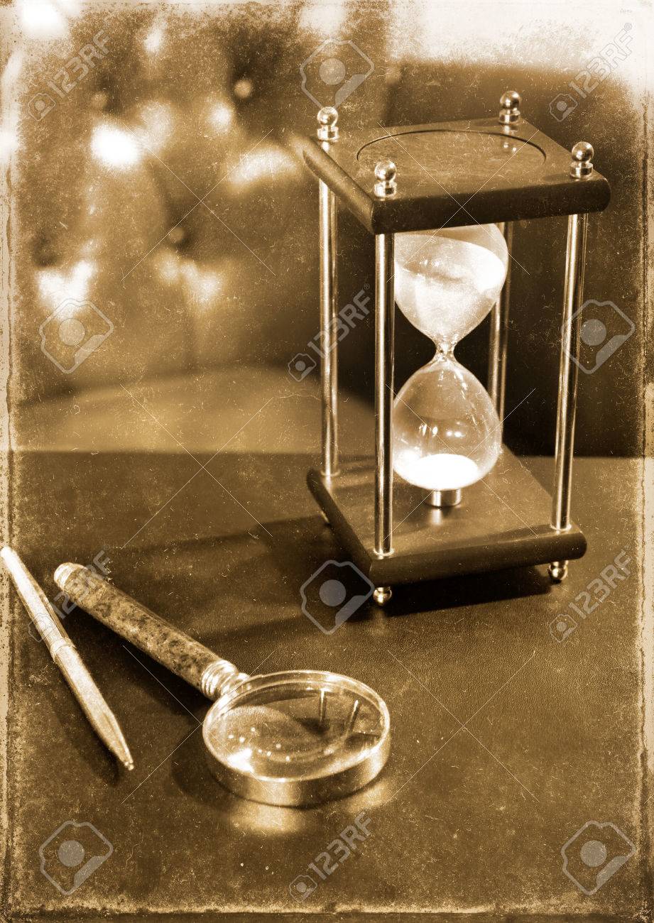 Vintage Objects For Work Of Detective On Desktop Stock Photo Vintage Objects For Work Of Detective On Desktop Stock Photo