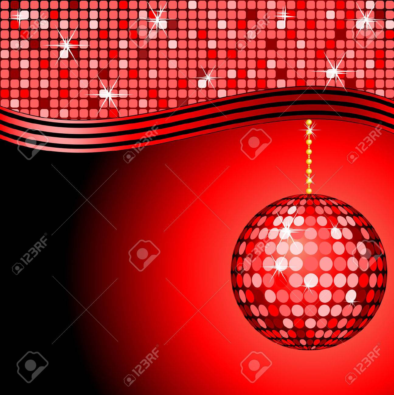 abstracte rode disco bal op een rode mozaà ek achtergrond royalty