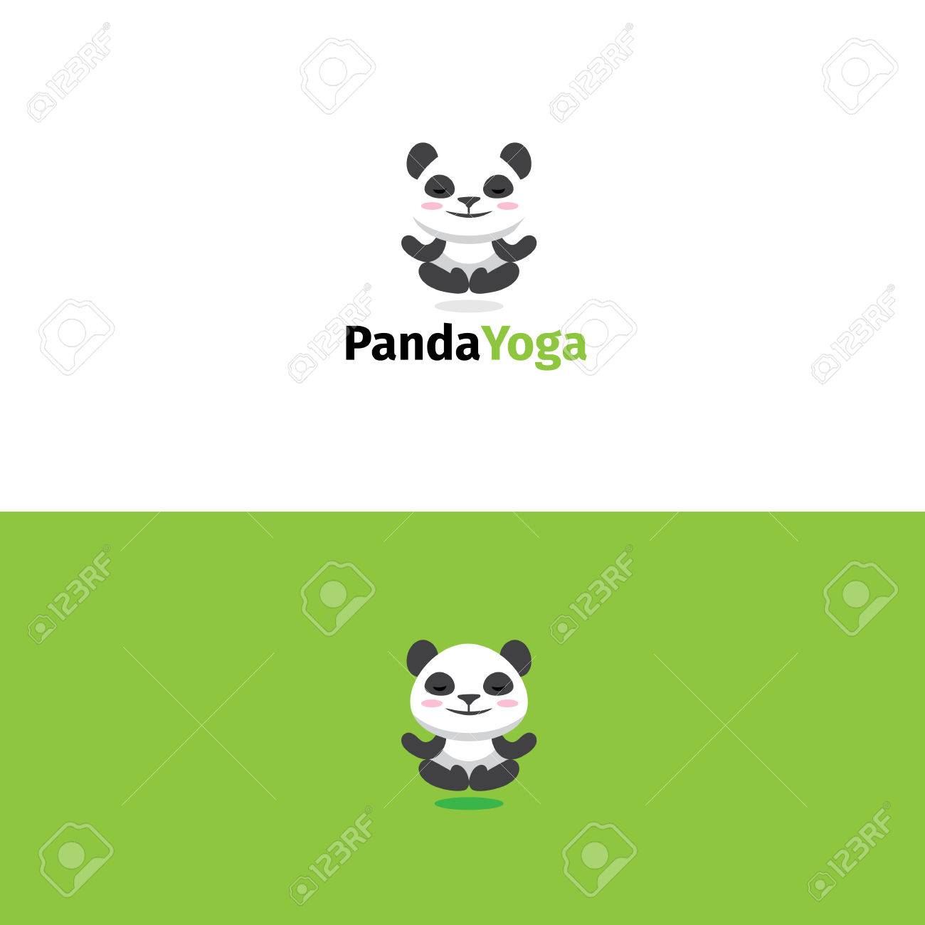 Panda yoga logo. Meditating panda bear mascot - 82417923 Panda yoga logo. Meditating panda bear mascot - 82417923